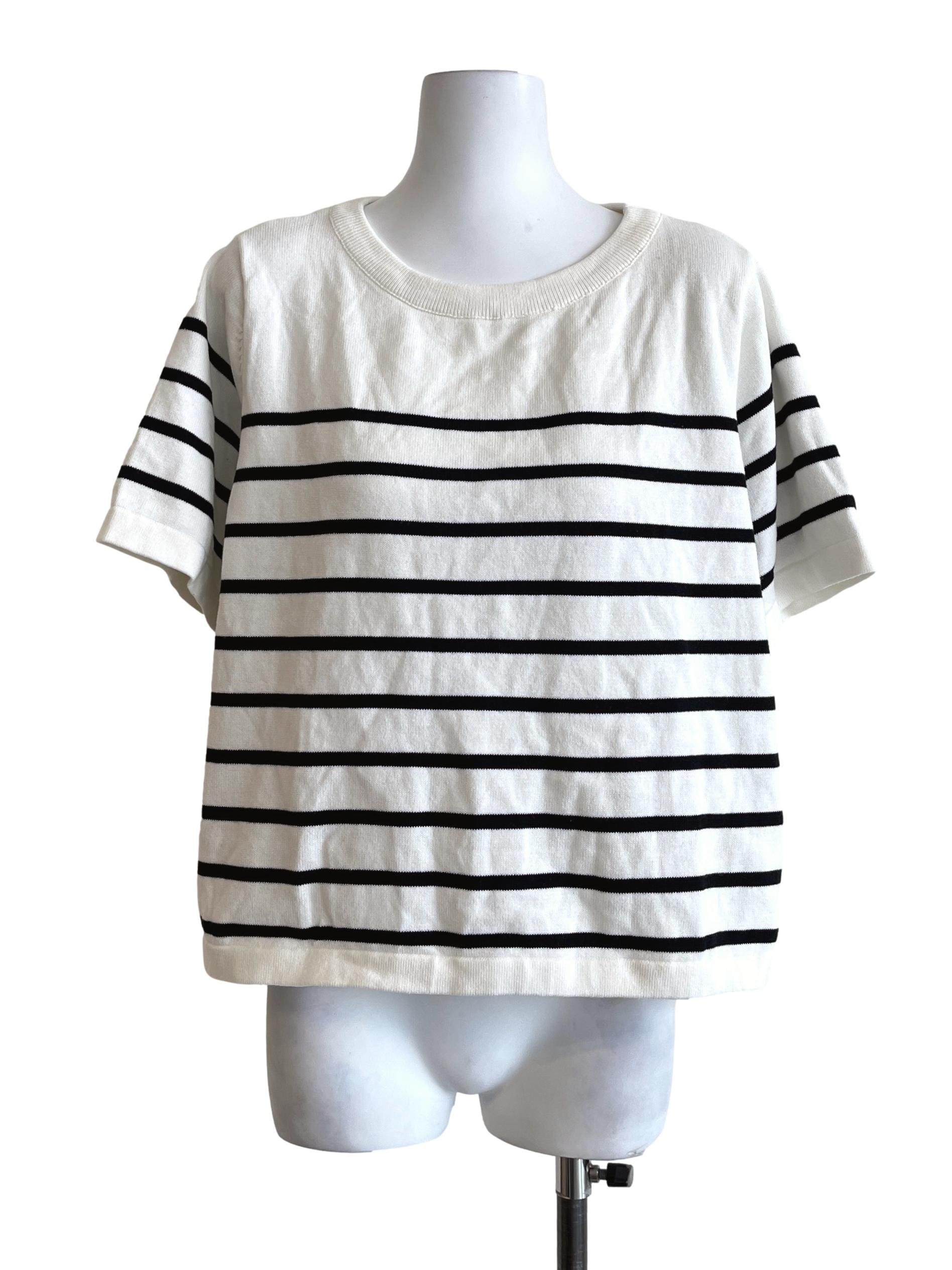 Daisy White Stripe Halter Short Sleeve Top