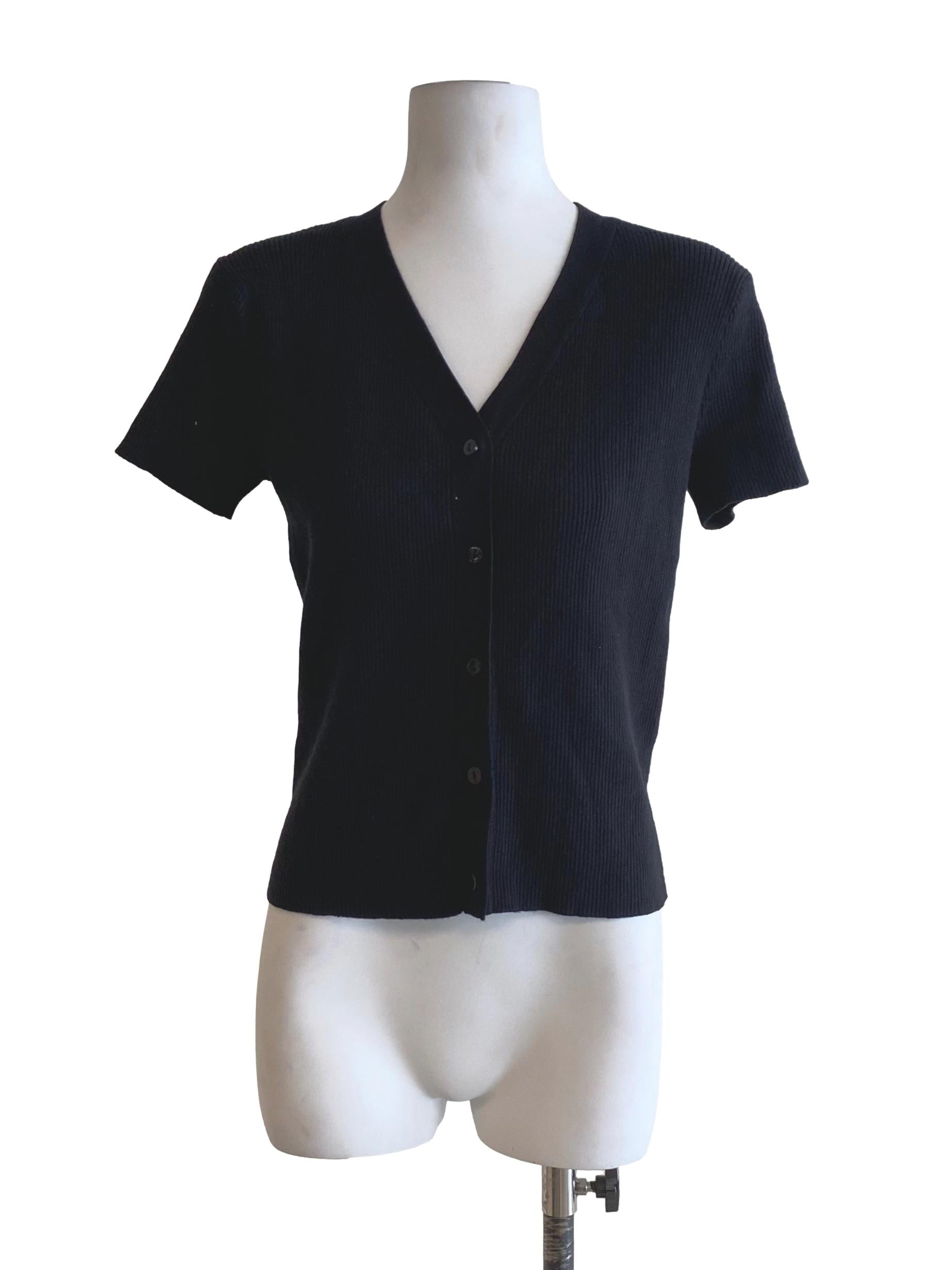 Sable Black Lines Pattern Button Down Basic Top
