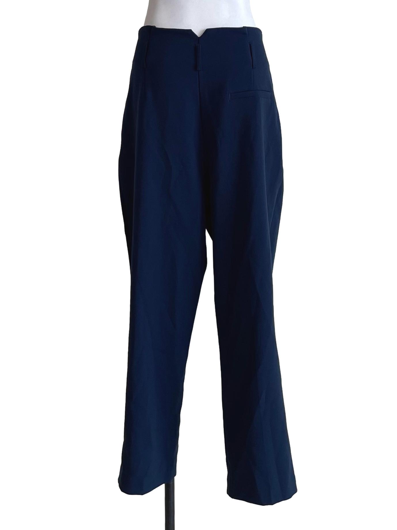 Navy Blue High Waist Baggy Pants