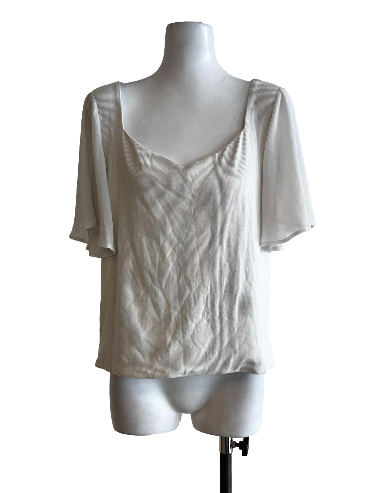 Egg Shell White Pencil Stripes Pattern Top
