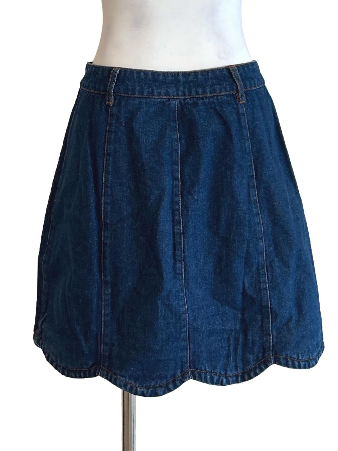 Deep Blue Button Denim Skirts TCL