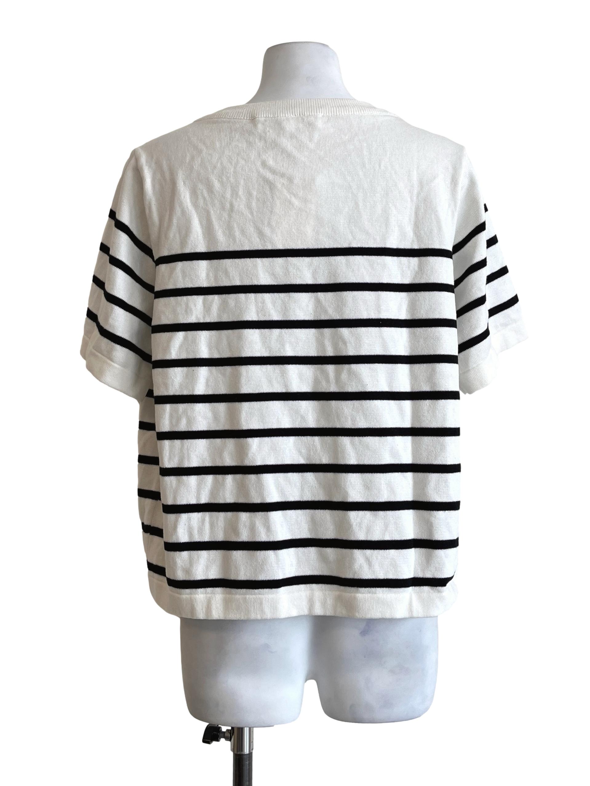 Daisy White Stripe Halter Short Sleeve Top