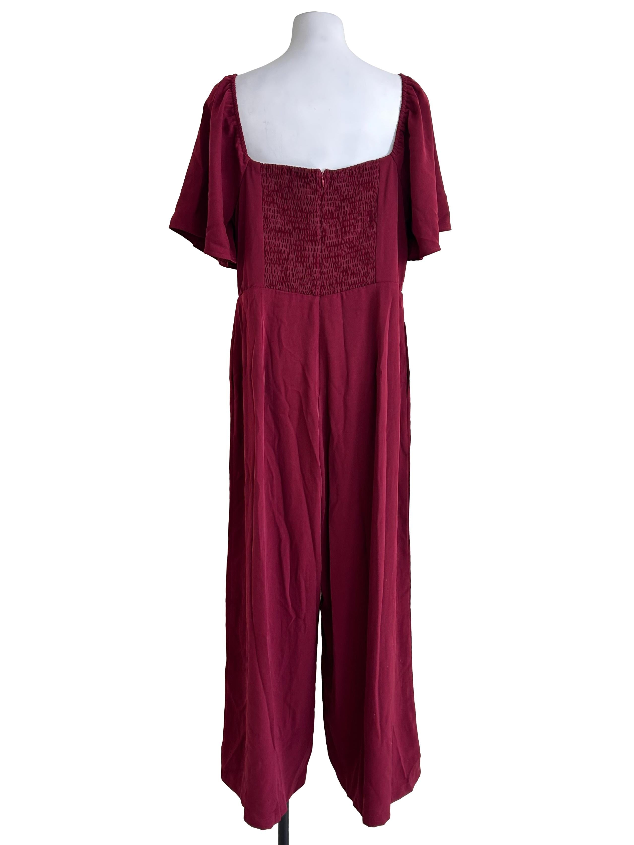 Deep Burgundy Wide-Leg Jumpsuit