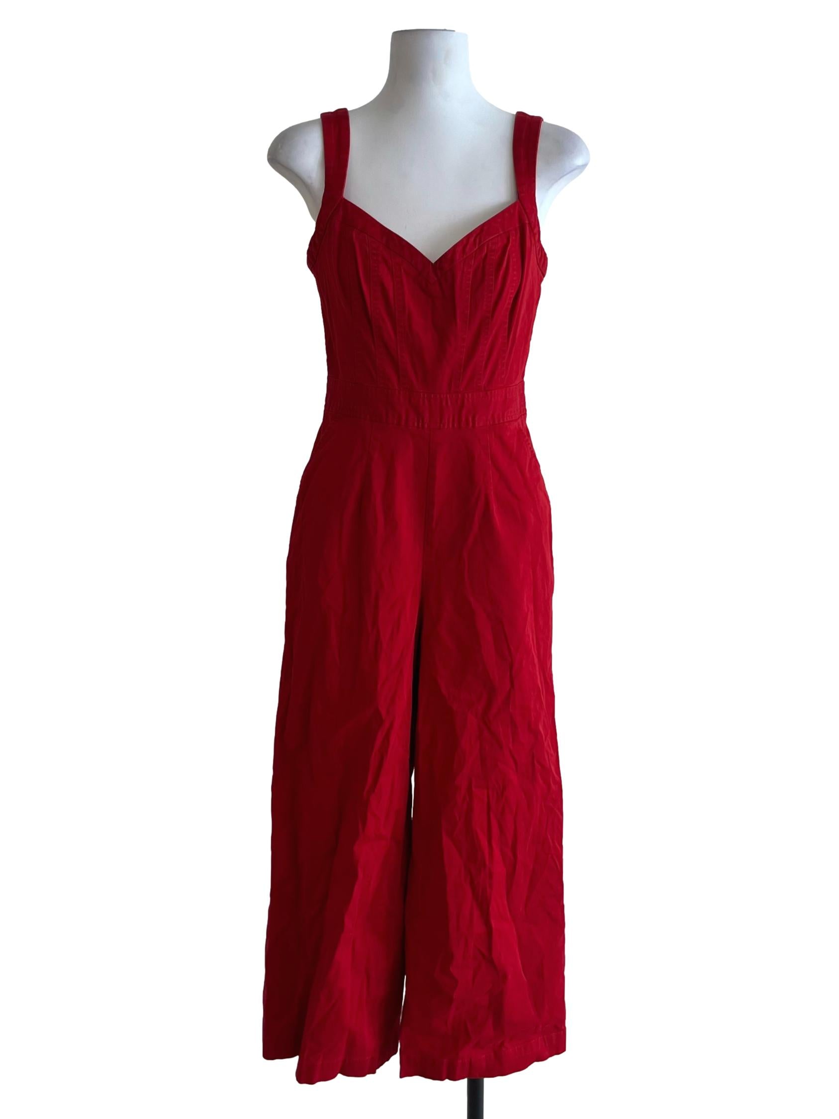 Candy Red Sweetheart Neckline Jumpsuit