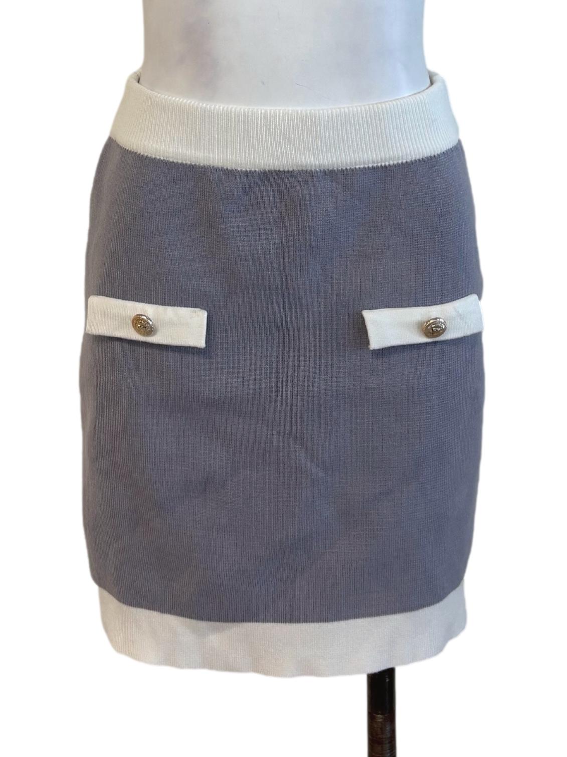Dusty Blue Knitted Mini Skirt