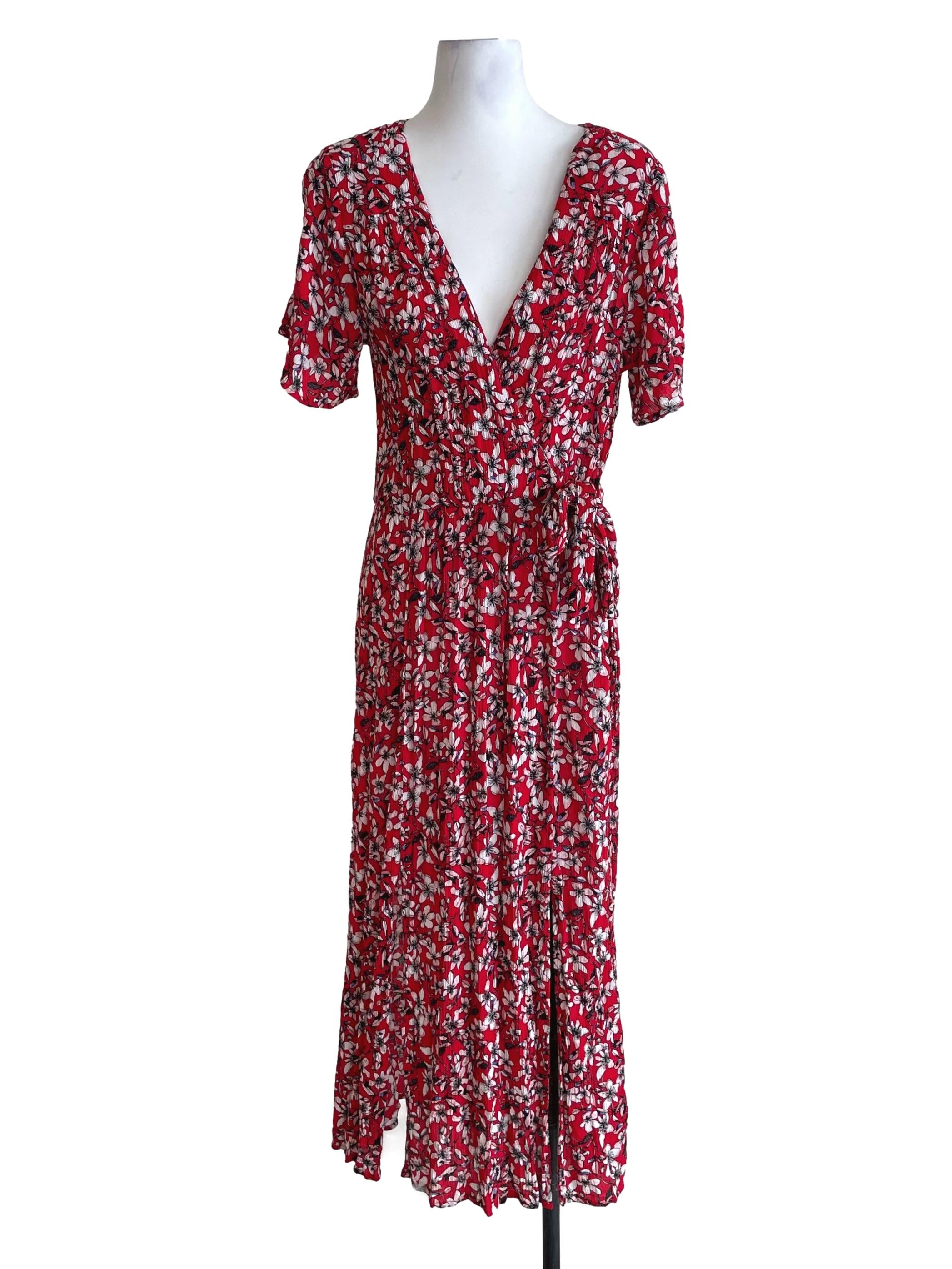 Ruby Red Floral Wendy Wrap Dress