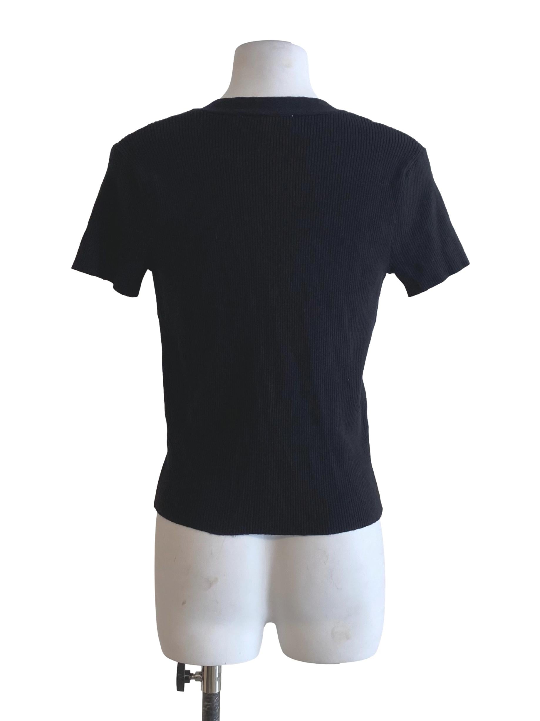 Sable Black Lines Pattern Button Down Basic Top