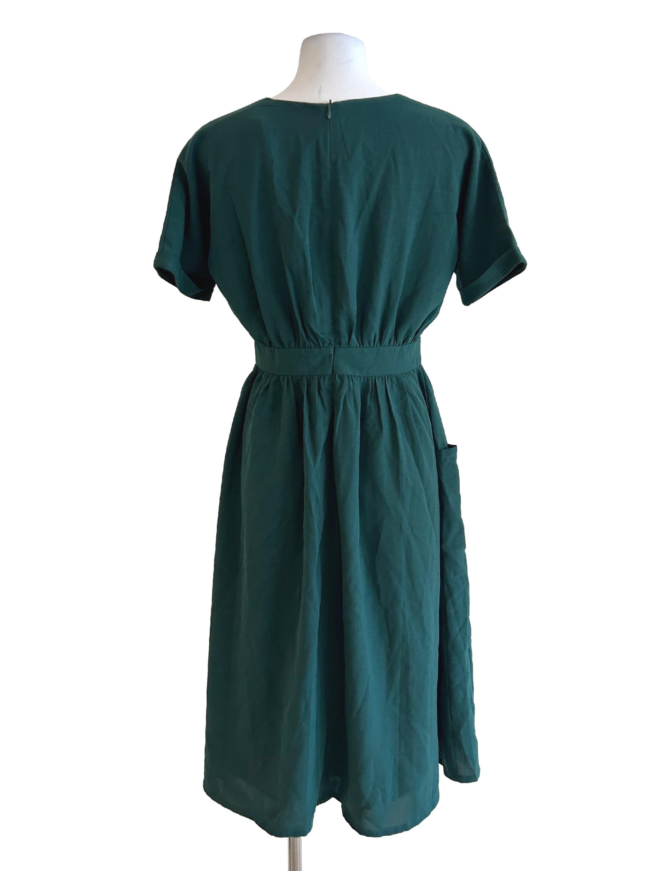 Pine Green V-Neckline Dress