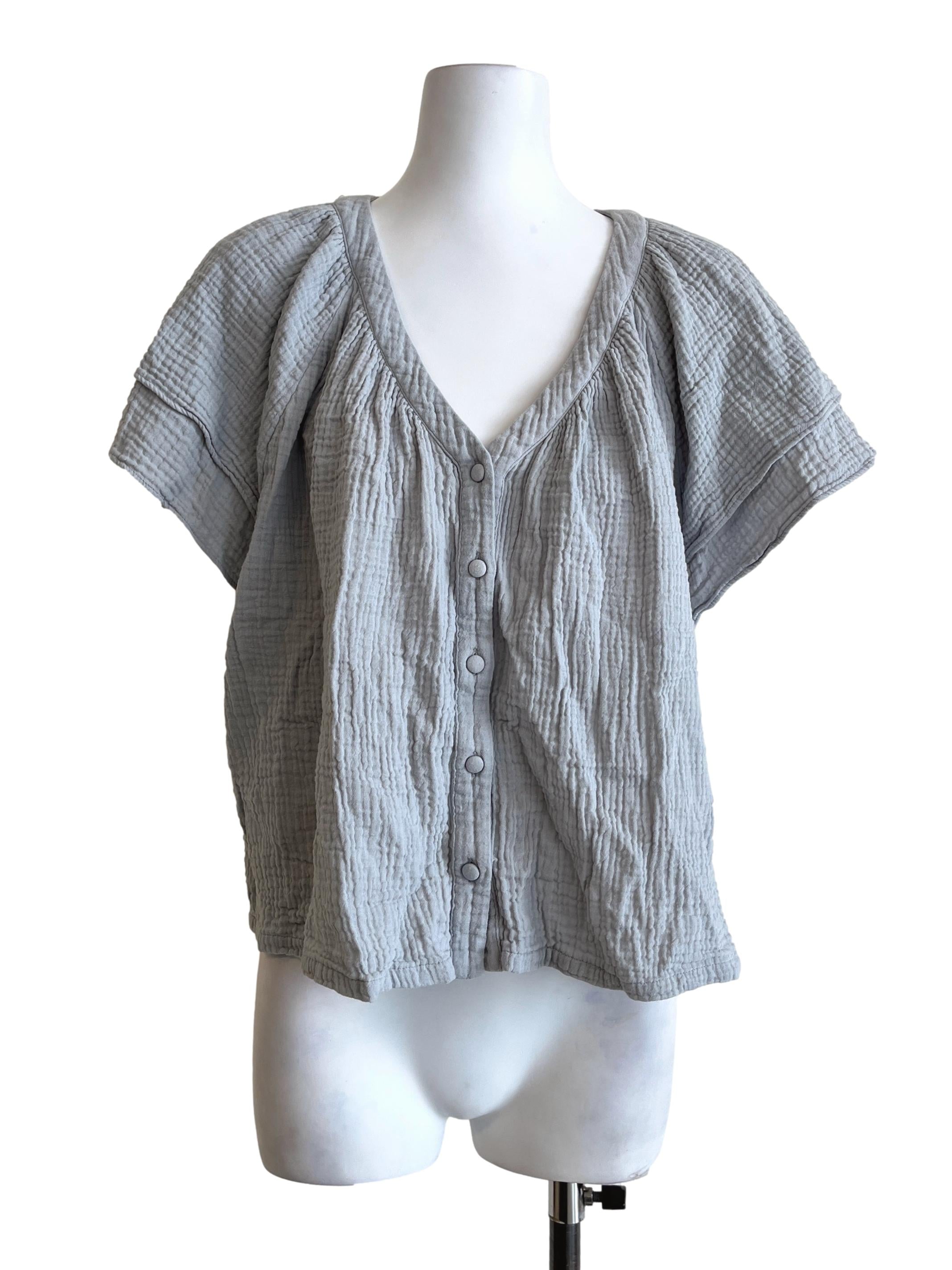 Sapphire Blue V-Neck Short Sleeve Top