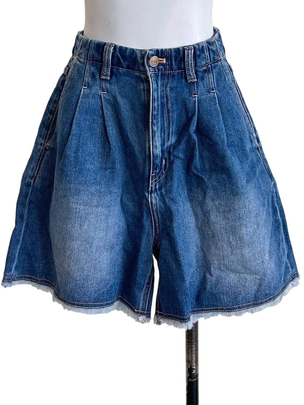 Wide-Leg Denim Shorts