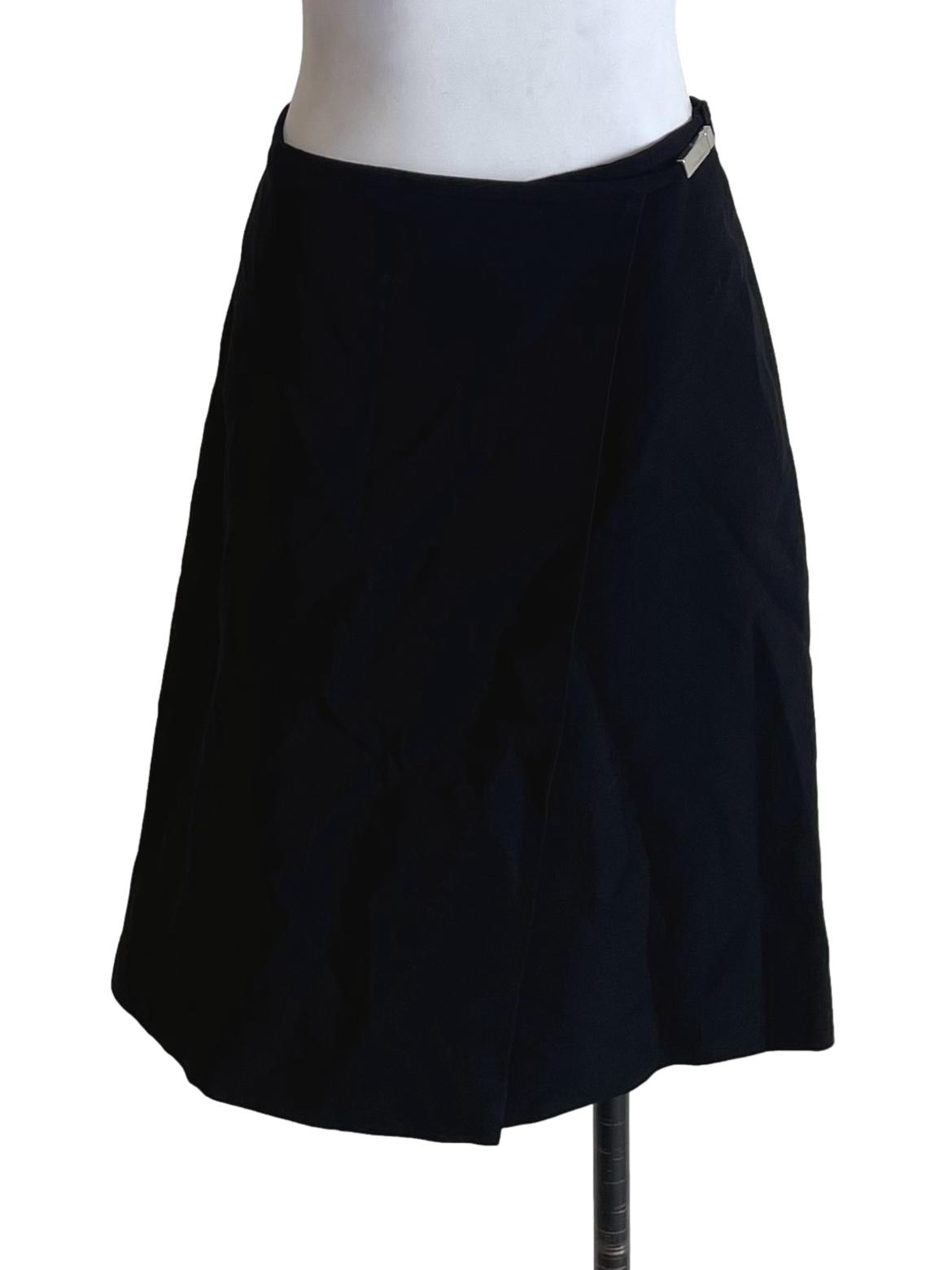 Black Buckled Wrap Skirt