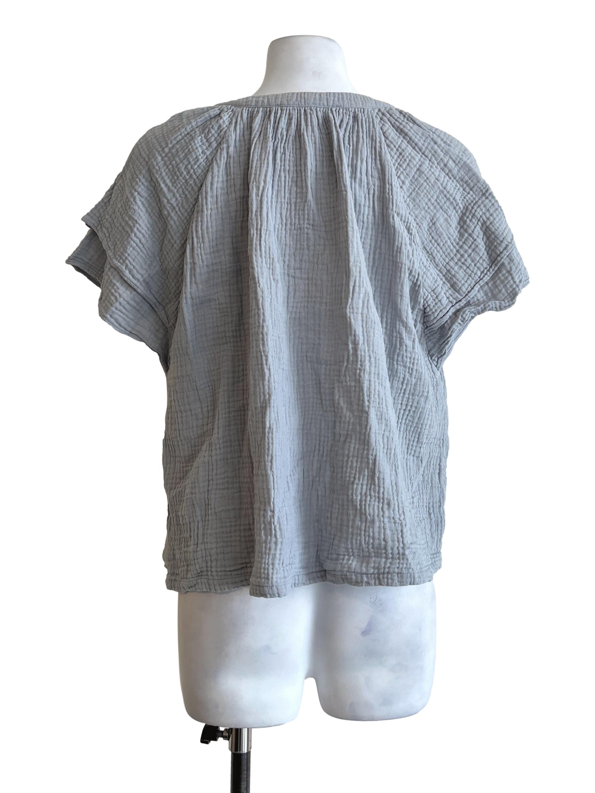 Sapphire Blue V-Neck Short Sleeve Top
