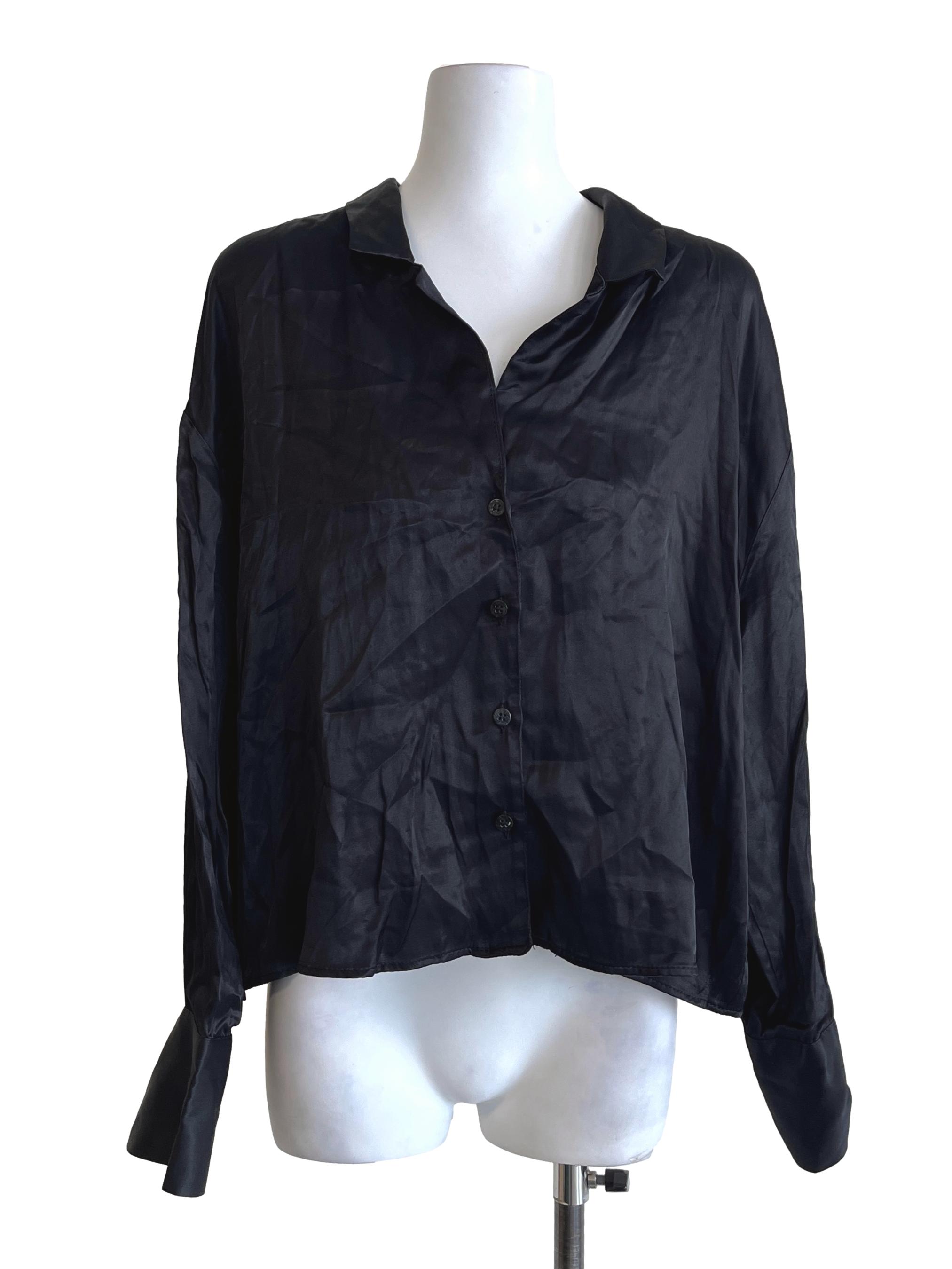 Ink Black Long Sleeve Blouse