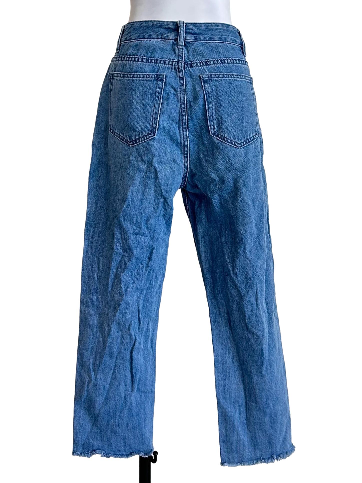 Medium-Wash, Straight-Leg Denim Jeans