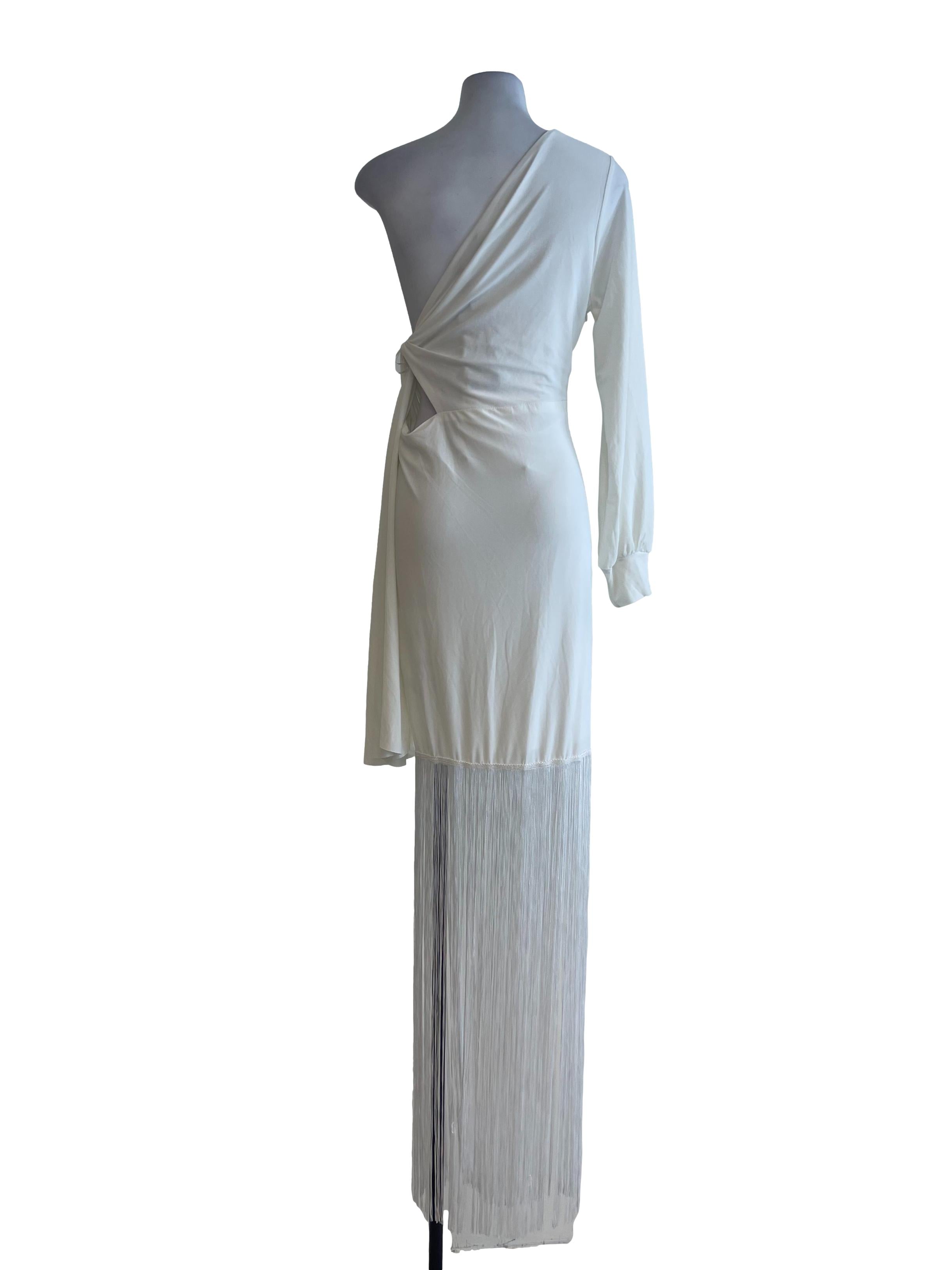 Off White Single Sleeves Dress