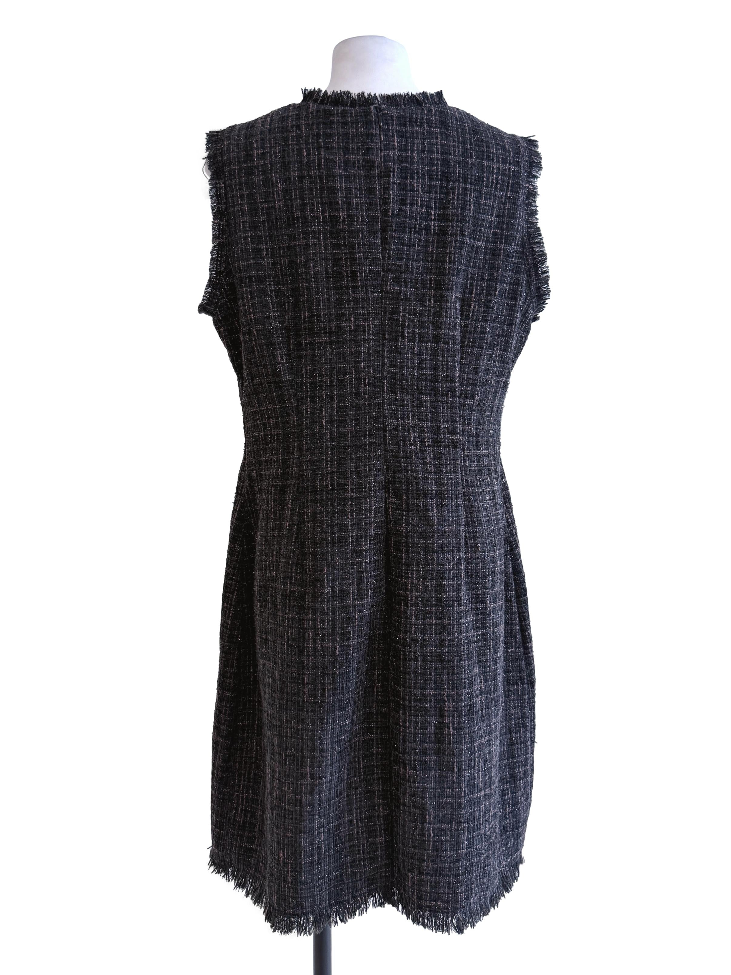 Black-Brown Textured Knitted Sleeveless Dress