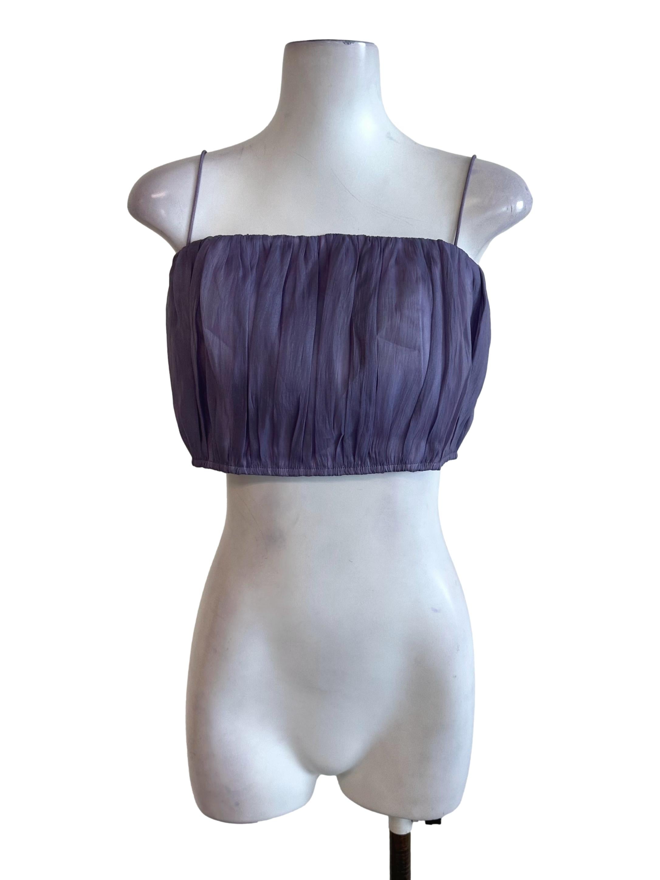 Lavender Purple Ruched Organza Top