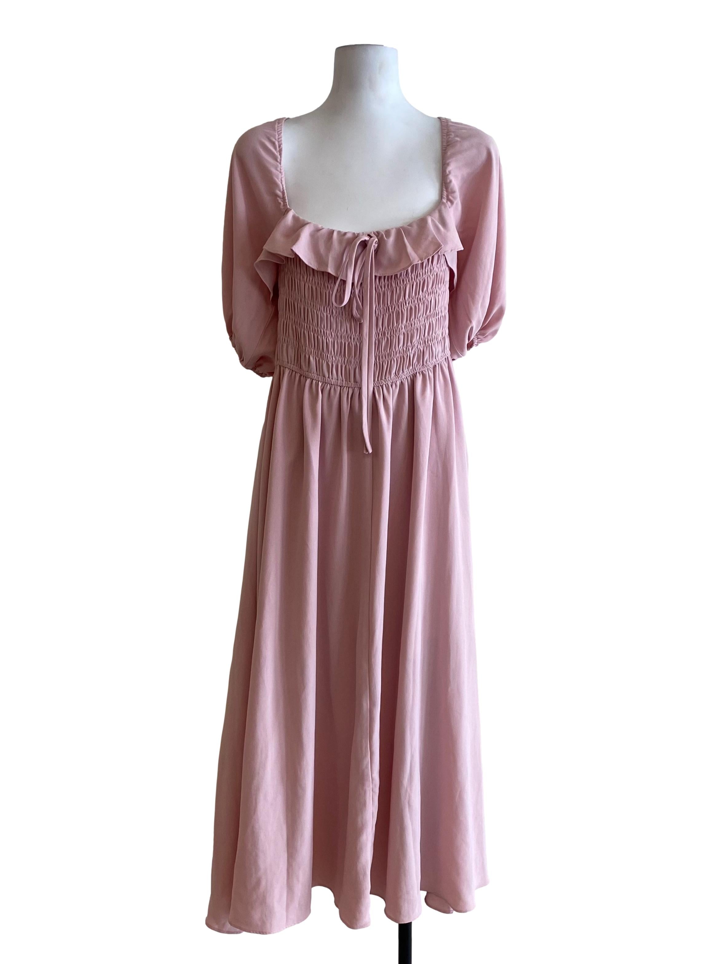 Flamingo Pink Ruffle Pattern Dress