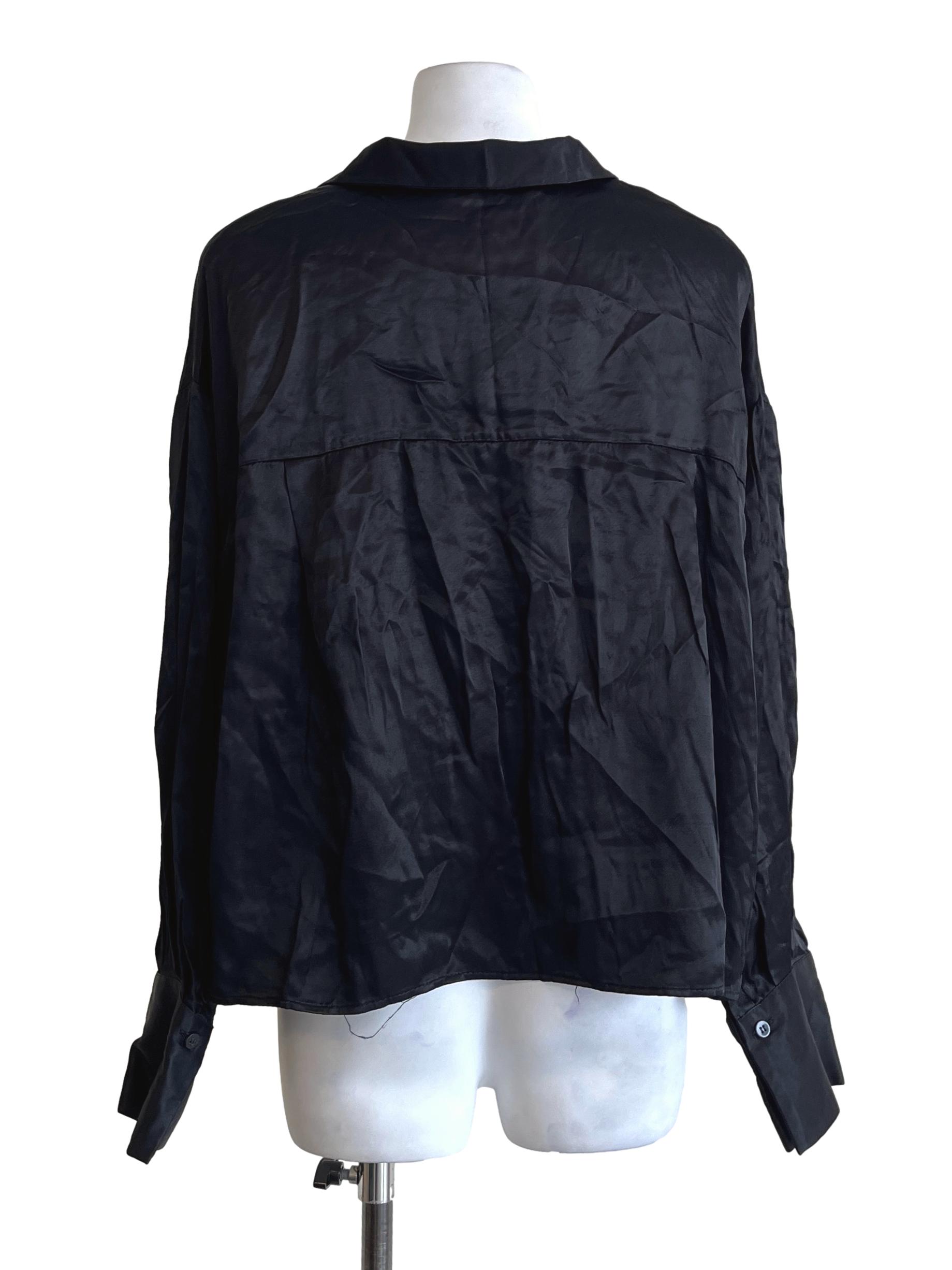 Ink Black Long Sleeve Blouse