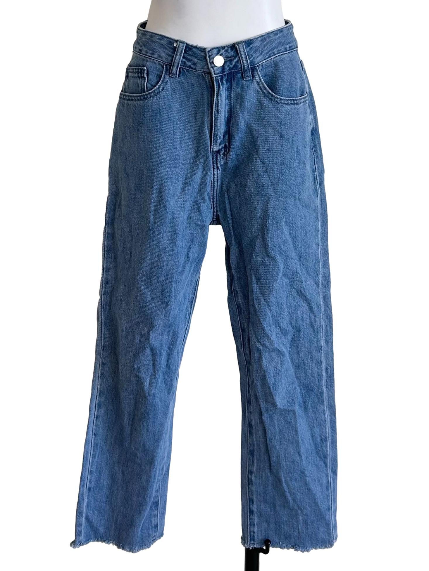 Medium-Wash, Straight-Leg Denim Jeans