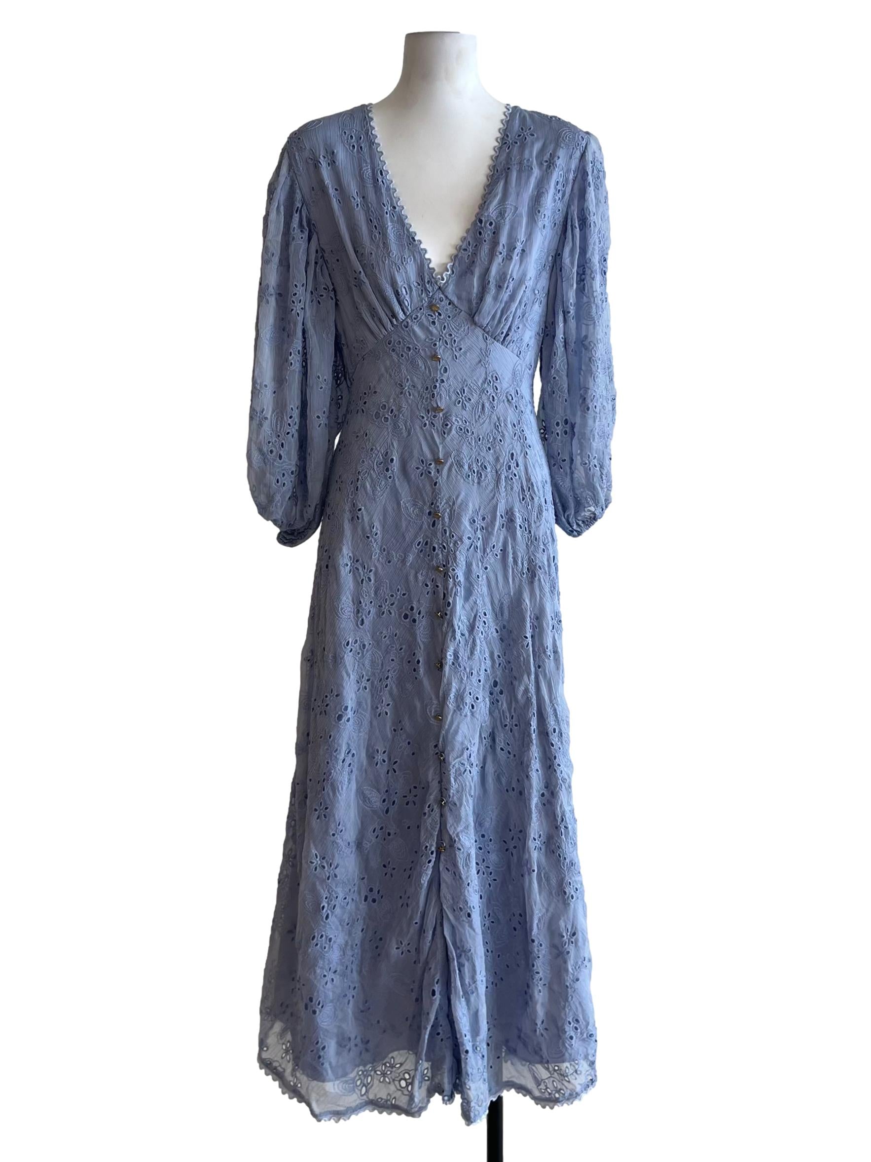 Blue V-Neck Empire Dress