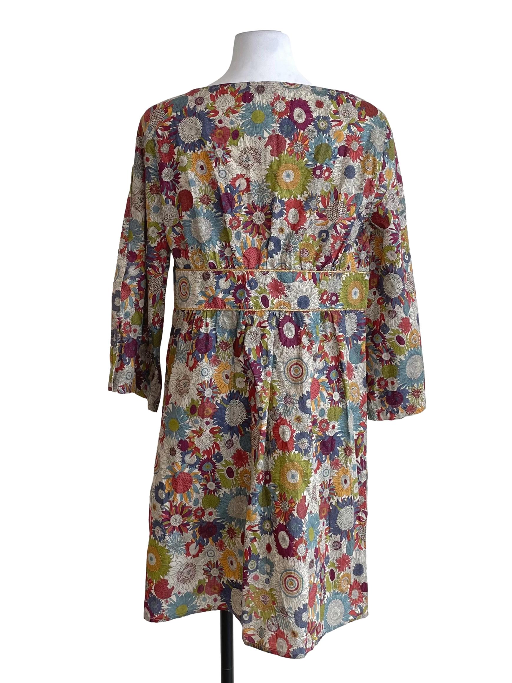 Bone White Floral Cape Sleeves Dress