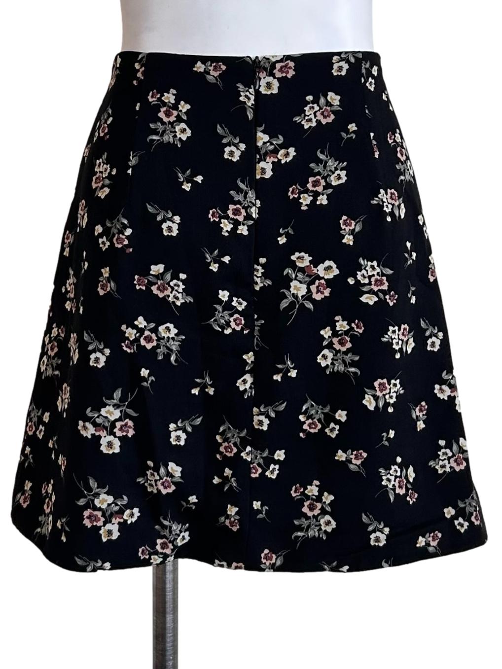Black Floral Mini Skirt