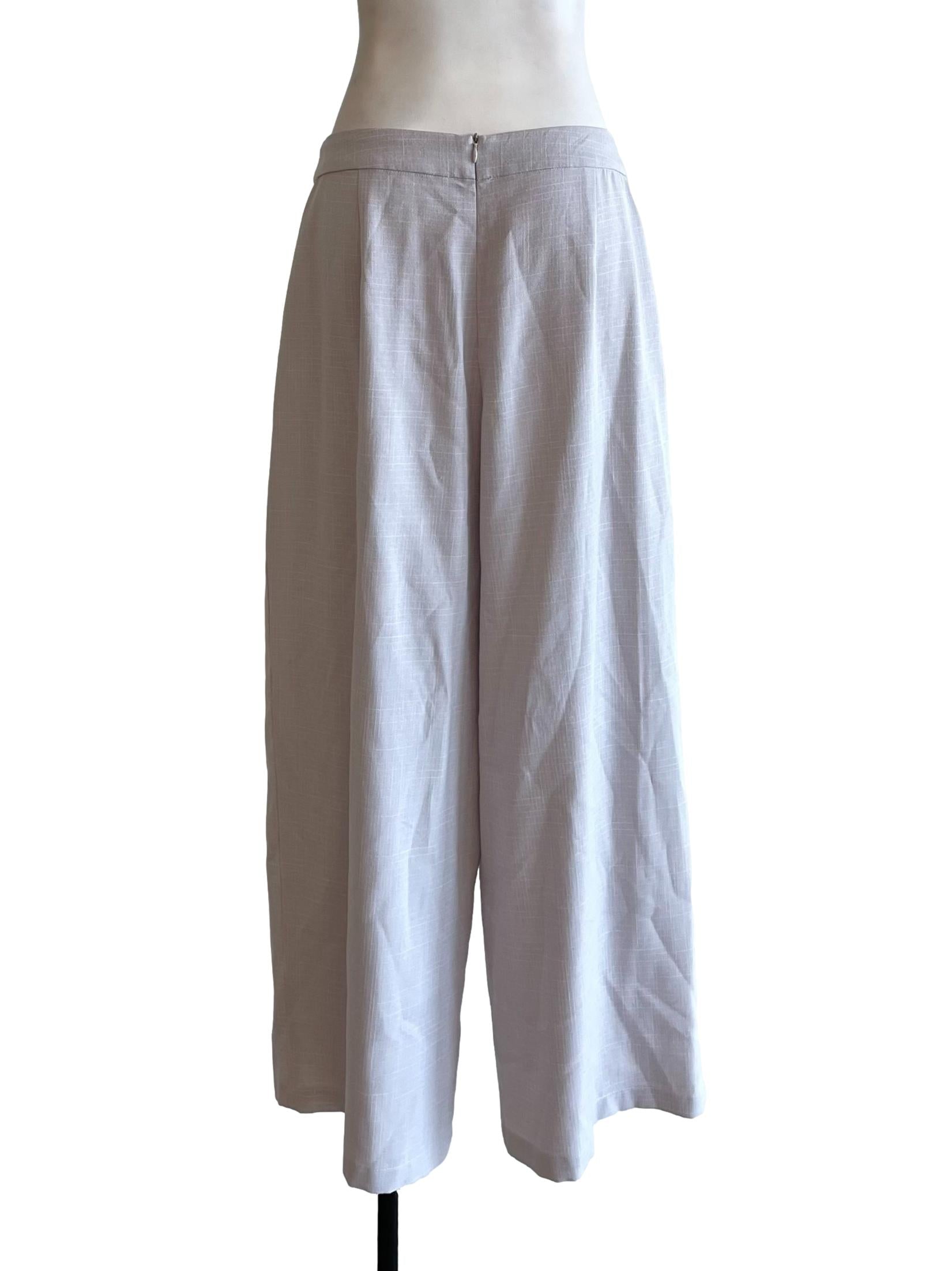 Pale Silver Pleated Loose Pants