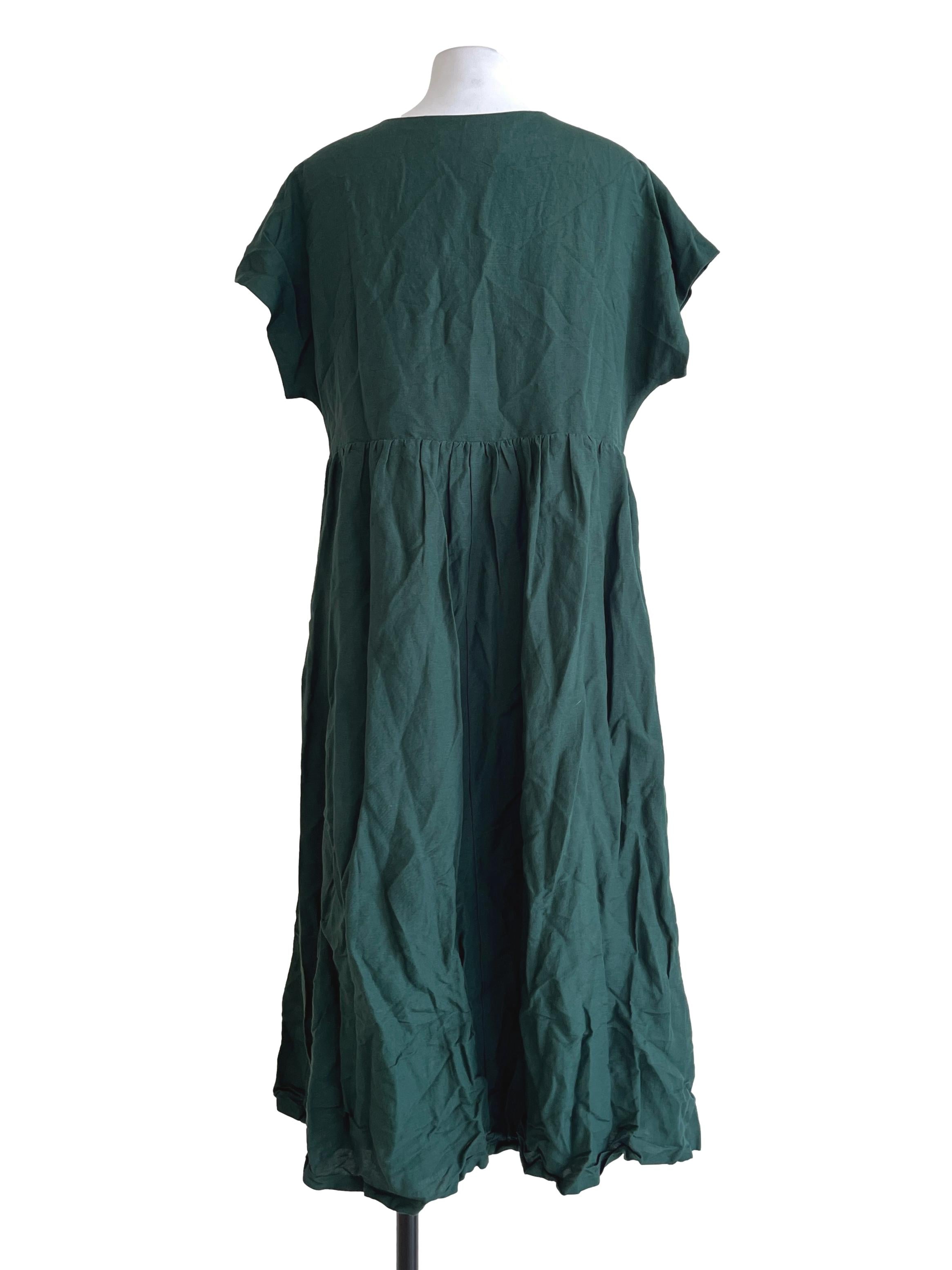 Emerald Green V-Neck Wrap Dress