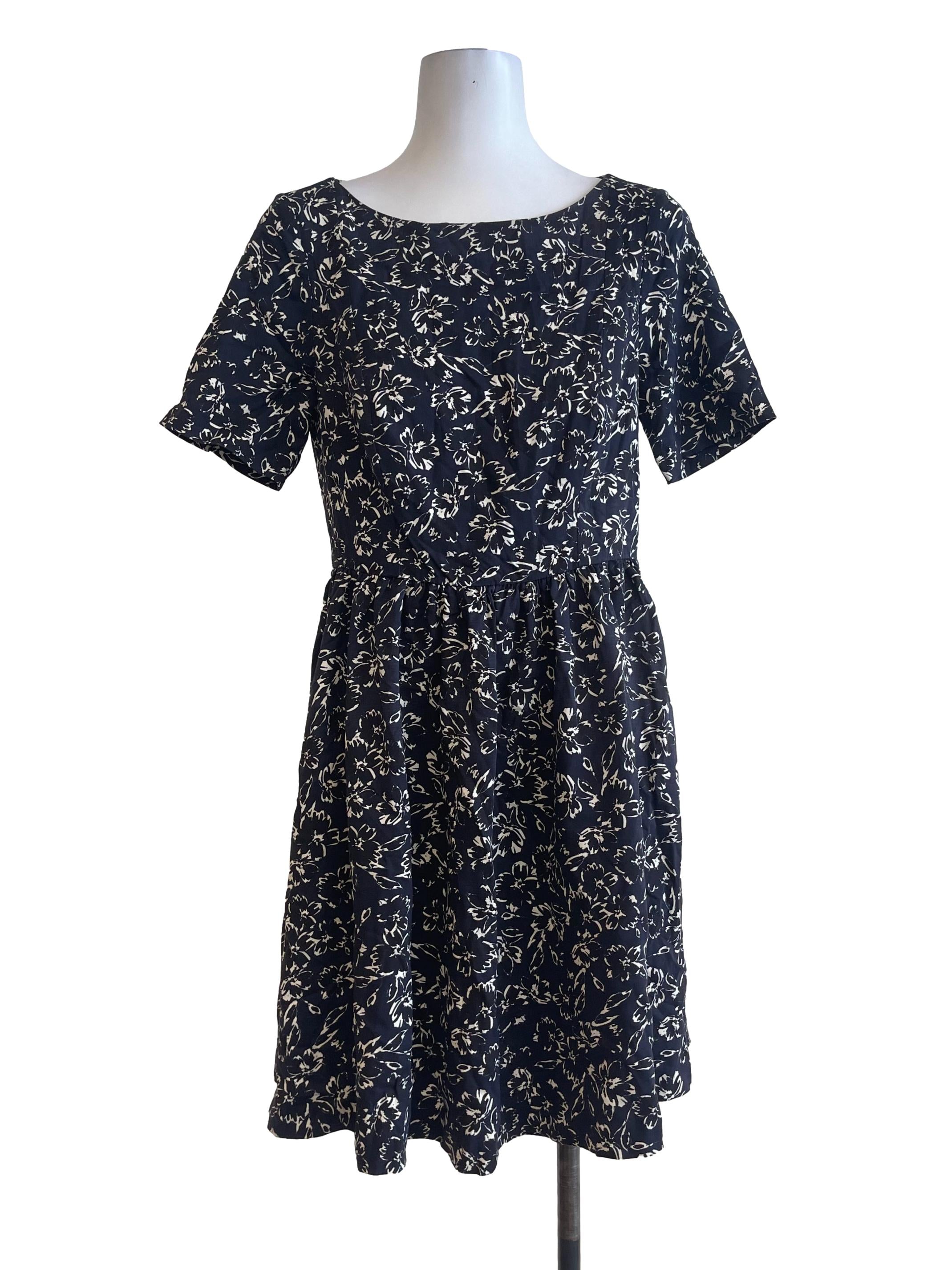 Dark Blue With Black Floral Dress