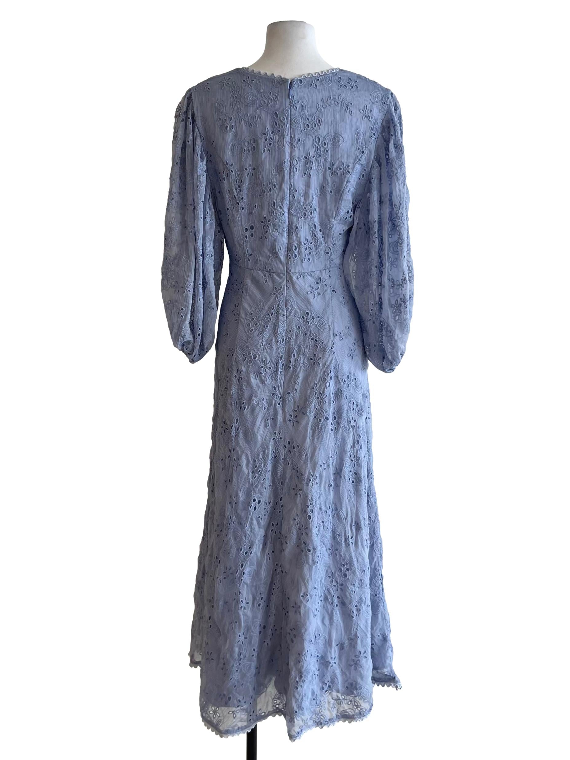 Blue V-Neck Empire Dress