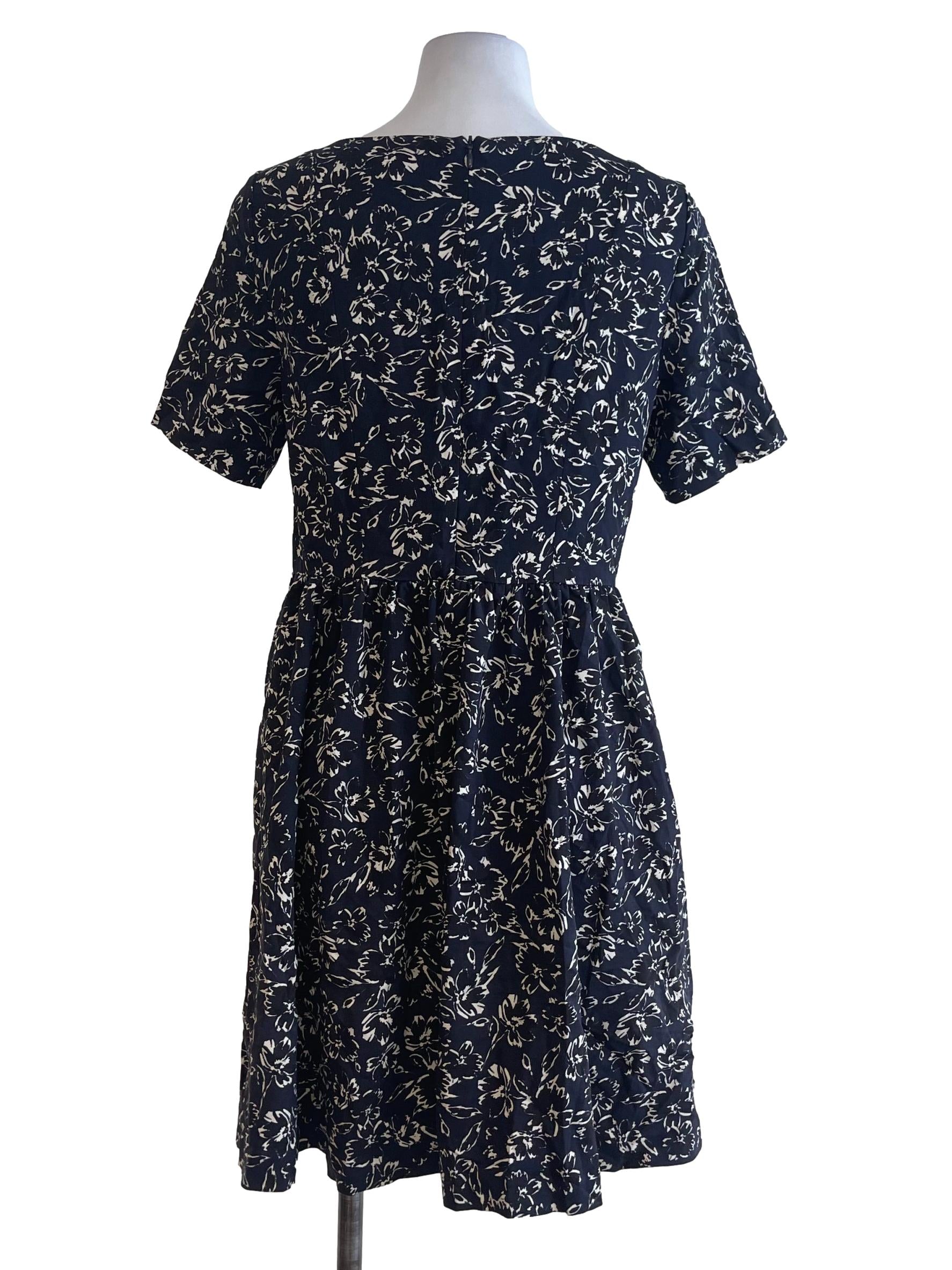 Dark Blue With Black Floral Dress