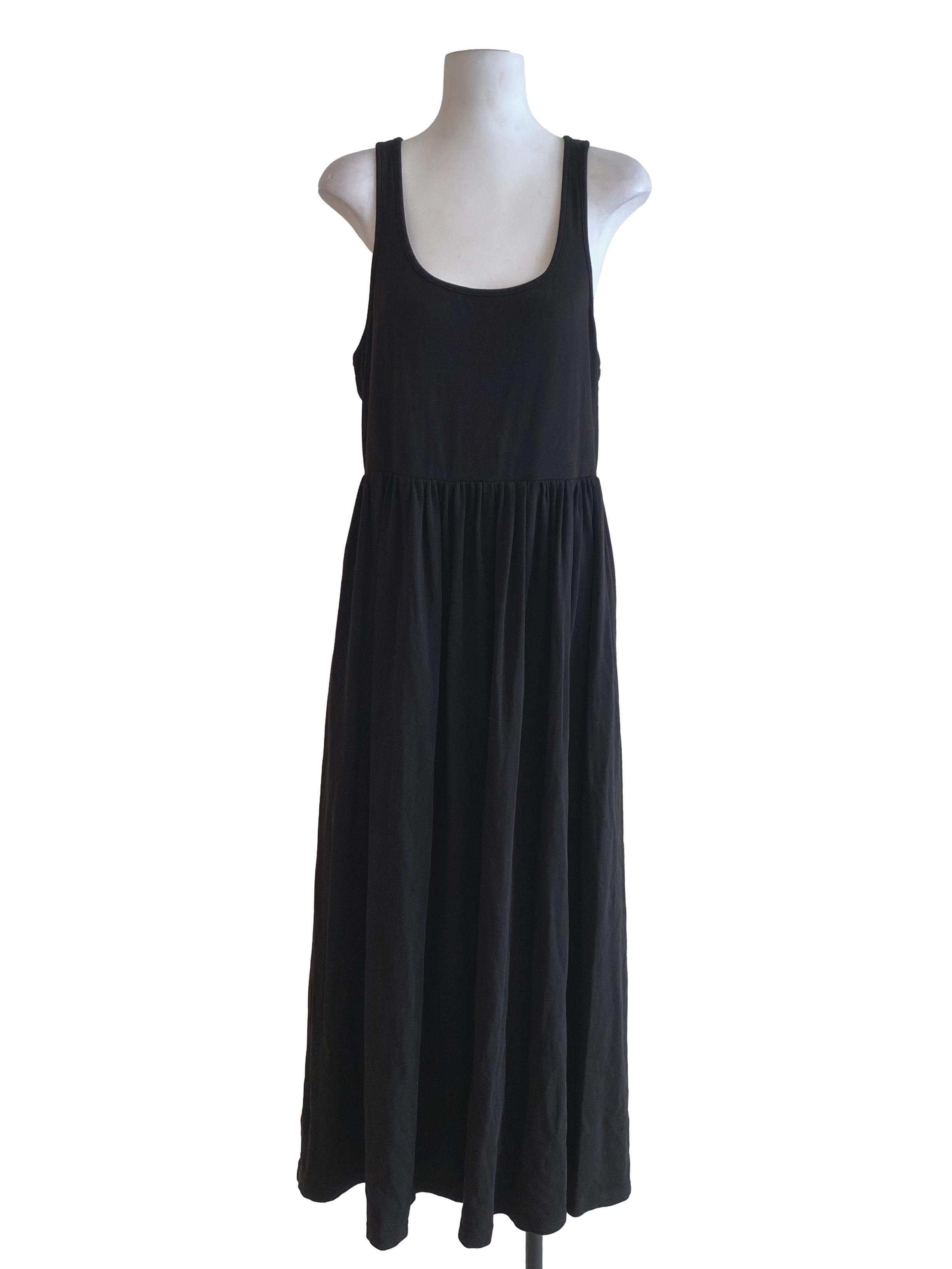 Coal Black Square Drop Waist Sleeveless Dress