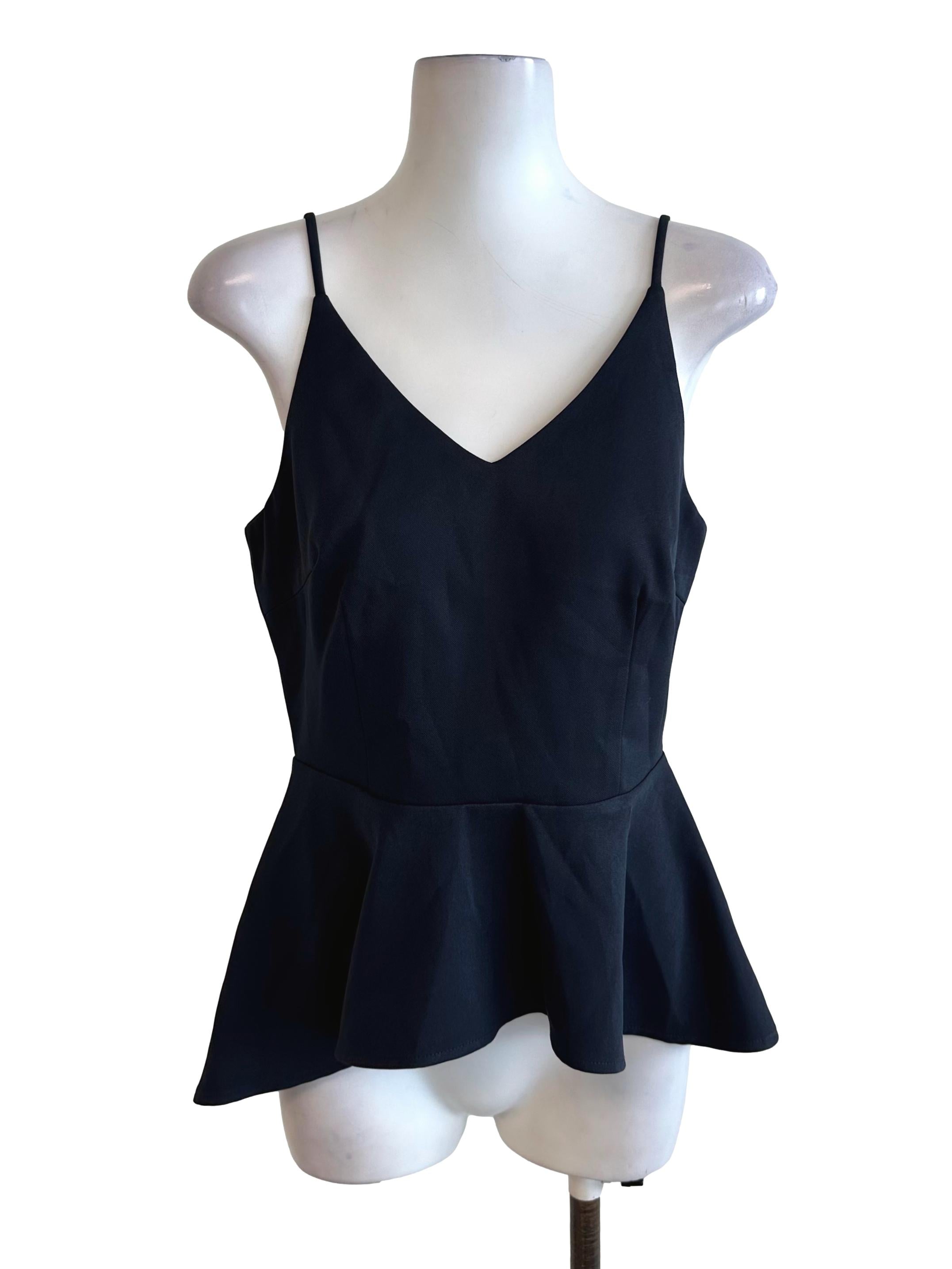 Midnight Blue V Neck Peplum Top LB