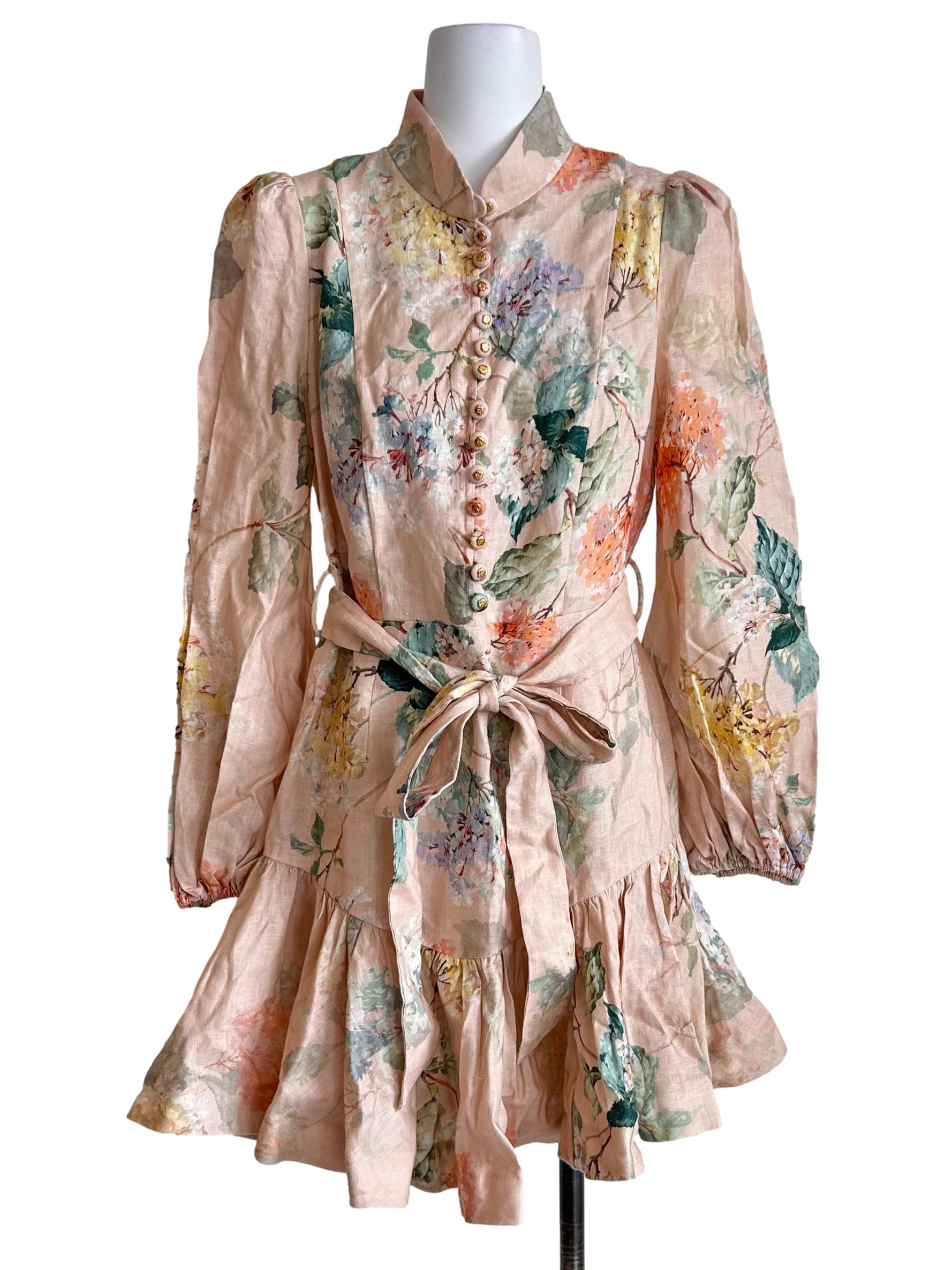 Peach Hydrangea Illuminate Peplum Mini Dress
