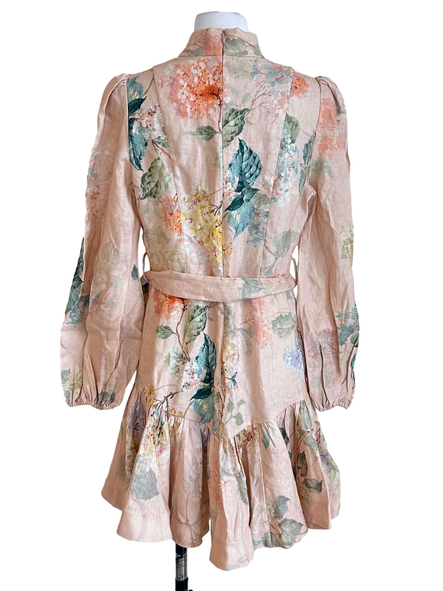 Peach Hydrangea Illuminate Peplum Mini Dress
