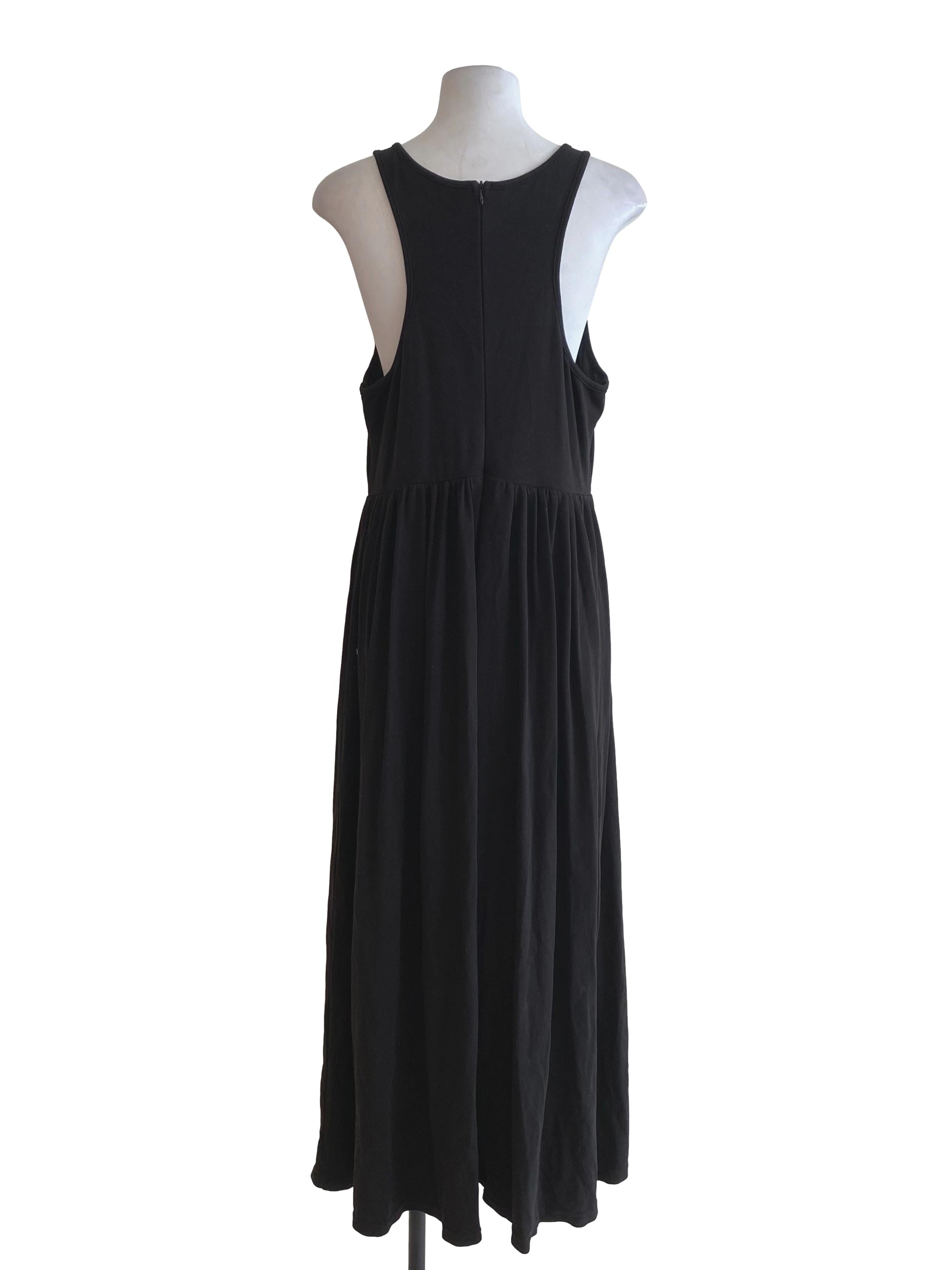 Coal Black Square Drop Waist Sleeveless Dress