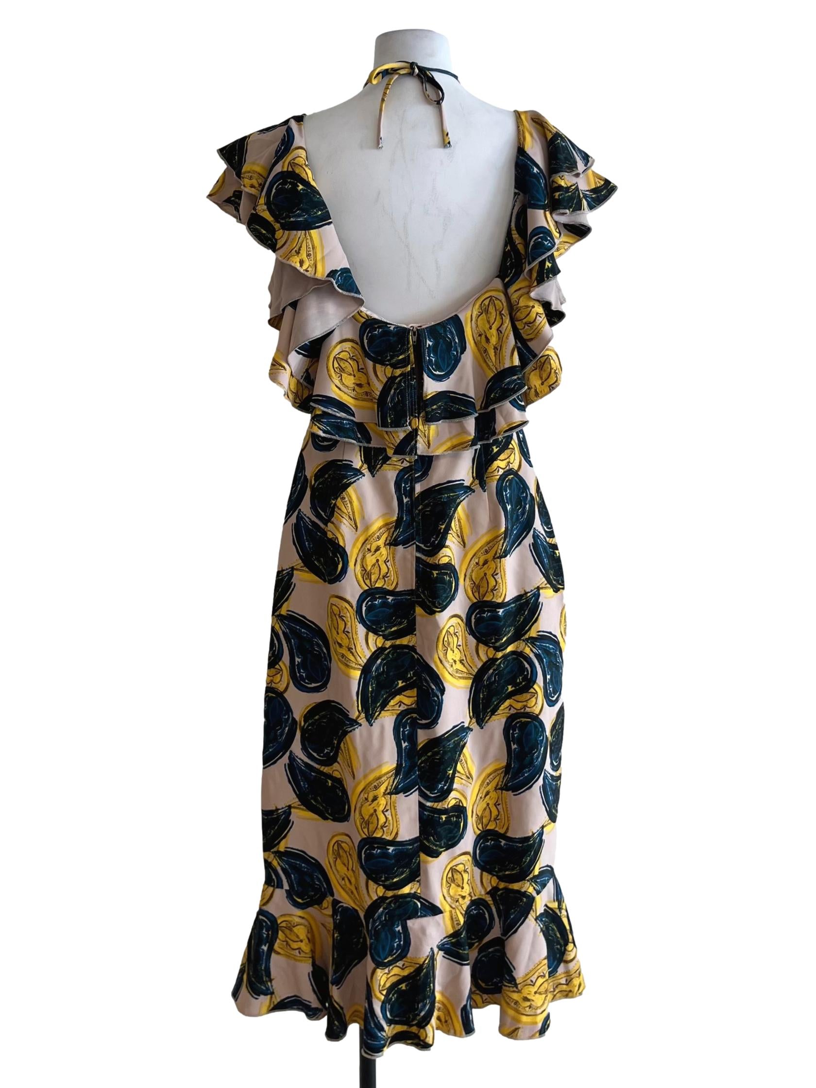 Beige Abstract Empire Dress