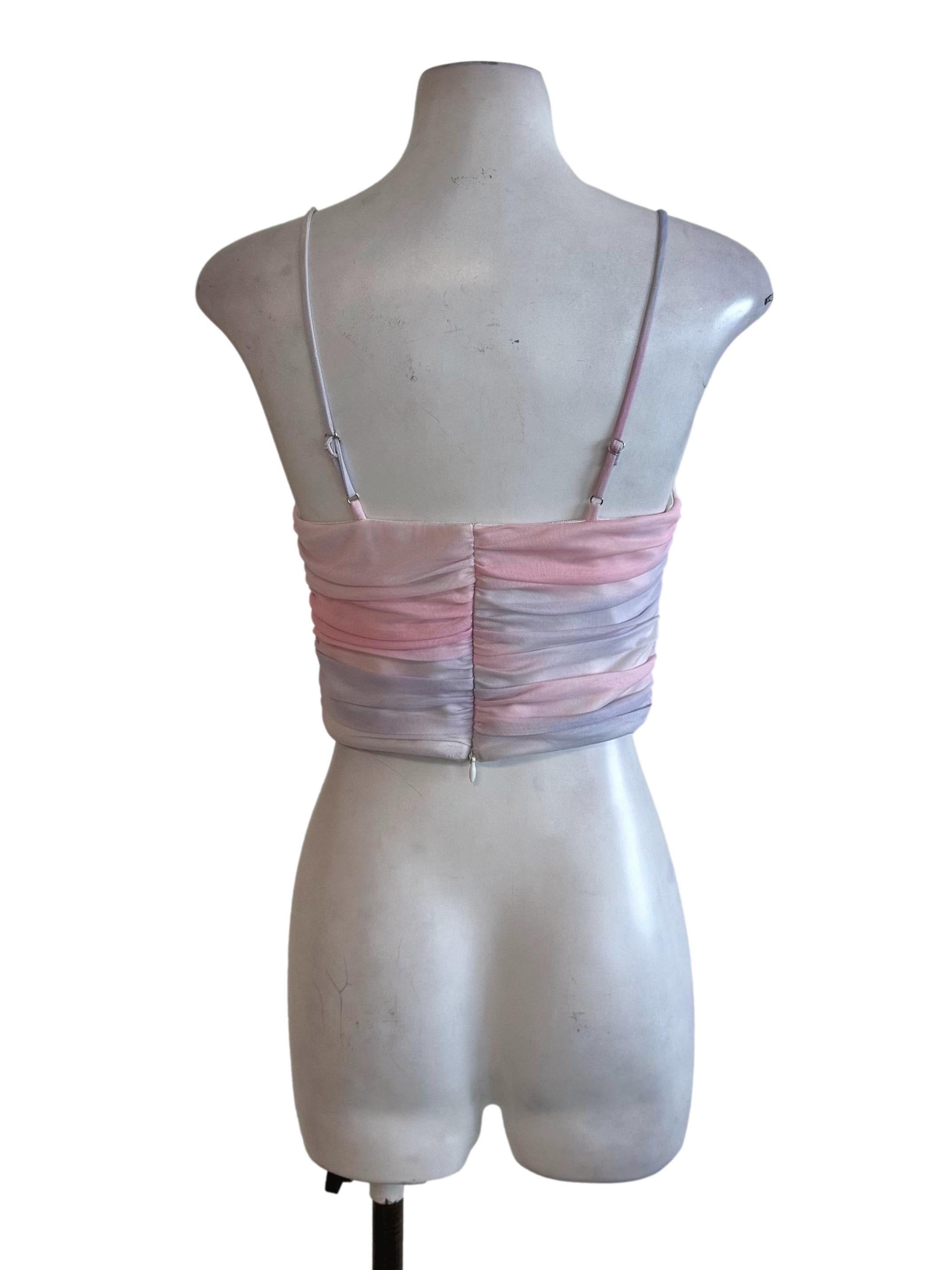 Pink Purple Mesh Net Spaghetti Strap Top