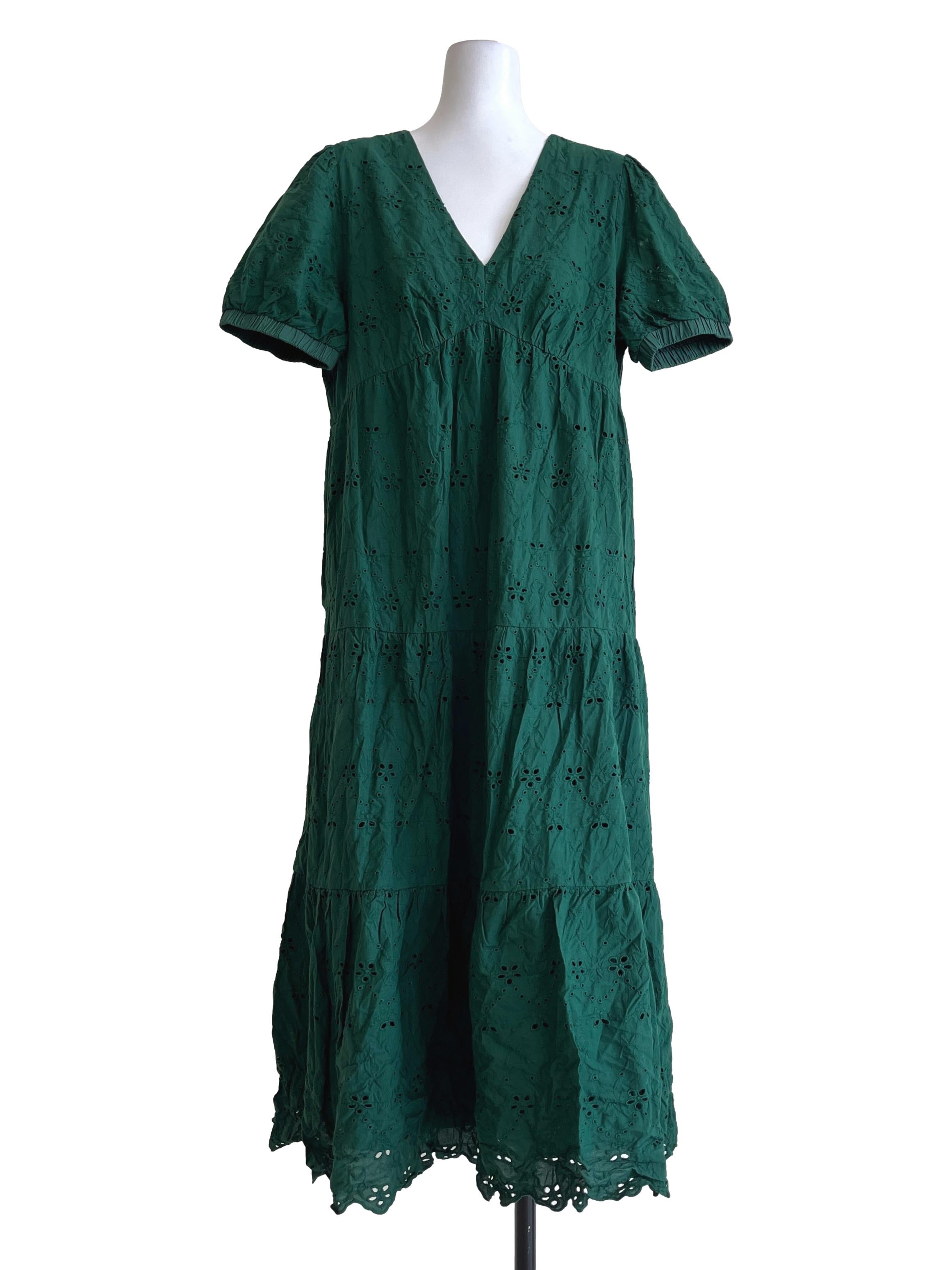 Emerald Green V-Neck Shift Dress