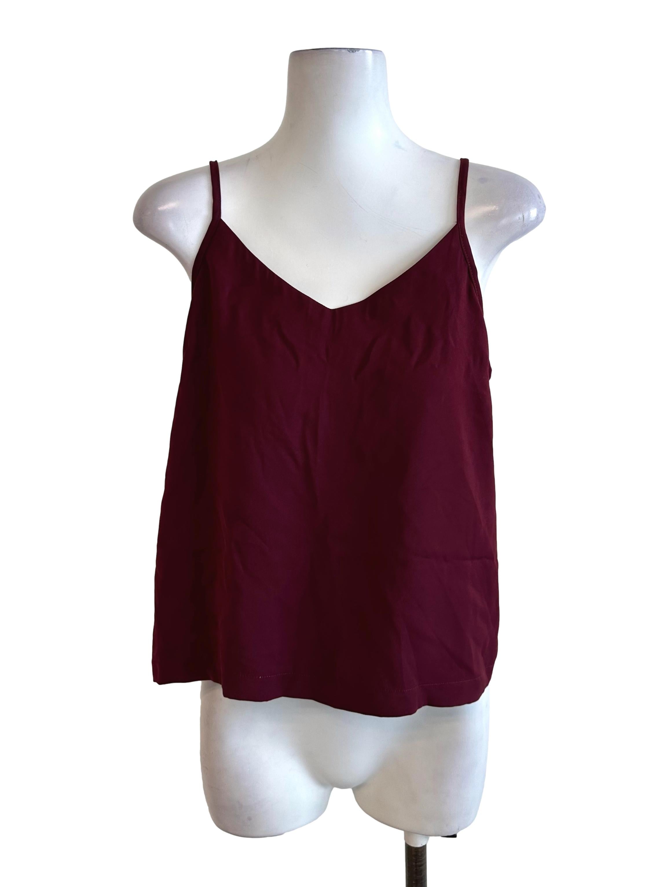 Burgundy Red V Neck Slip Top