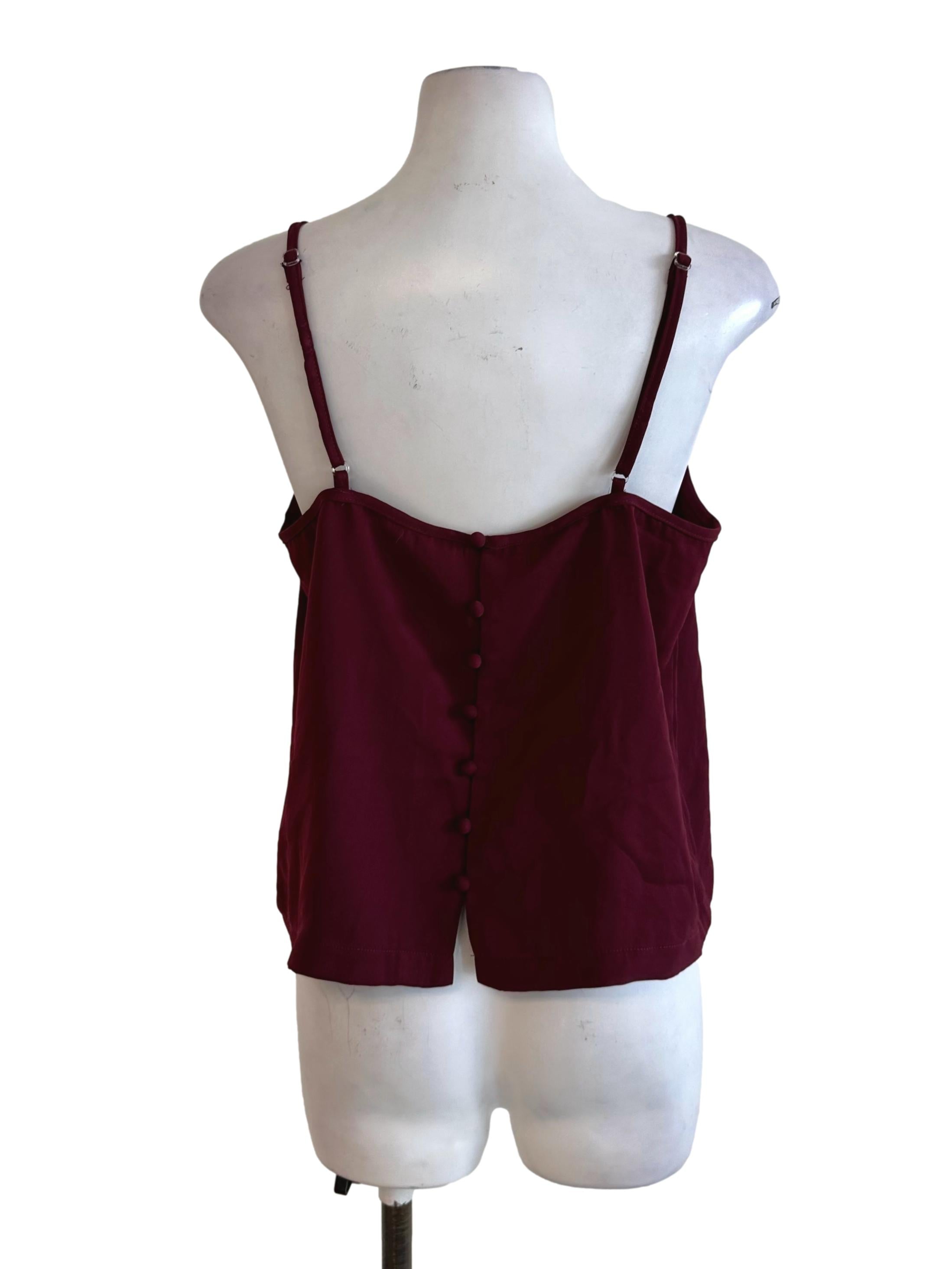 Burgundy Red V Neck Slip Top