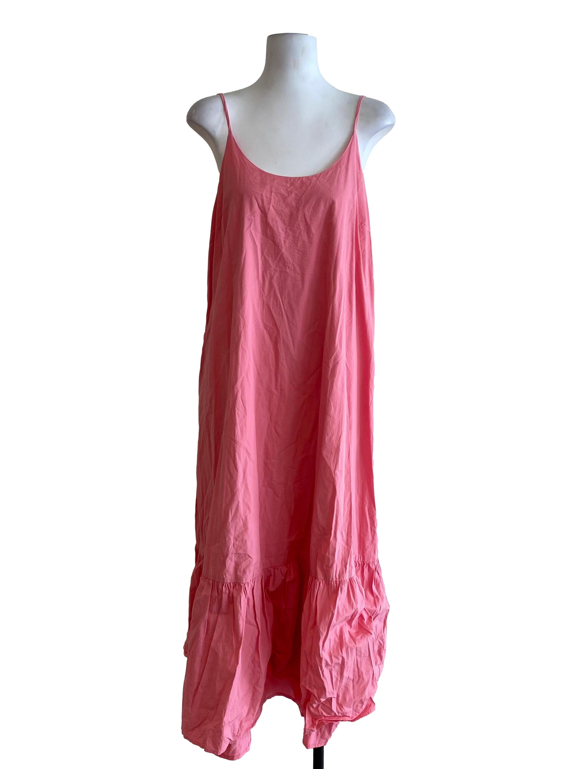 Punch Pink Sleeveless Drop Waist Dress