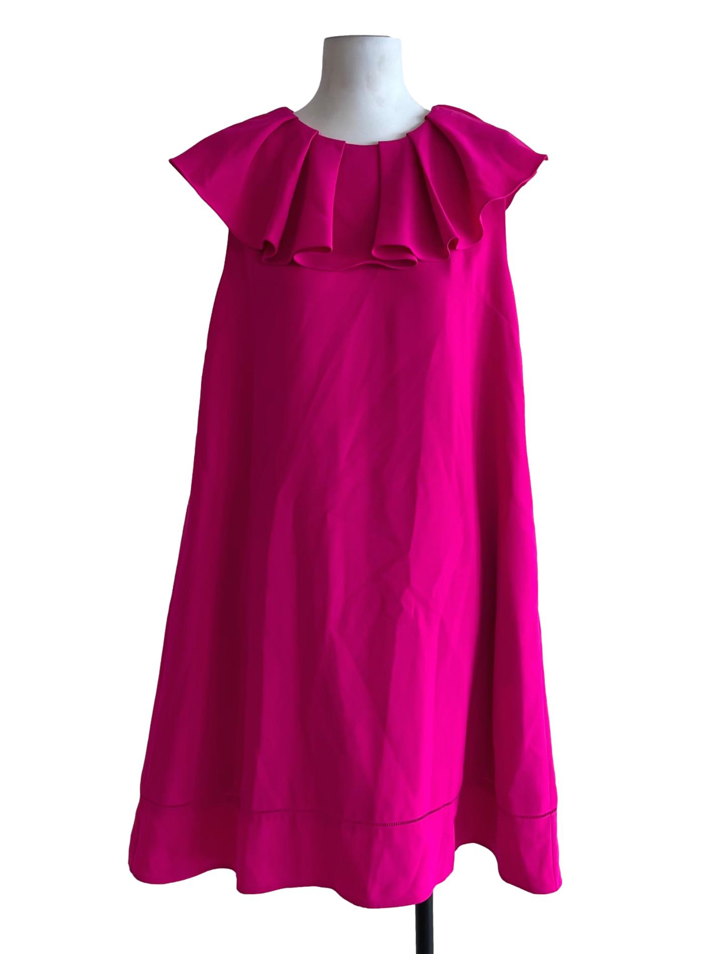 Fuscia Pink Jewel Neckline Shift Dress