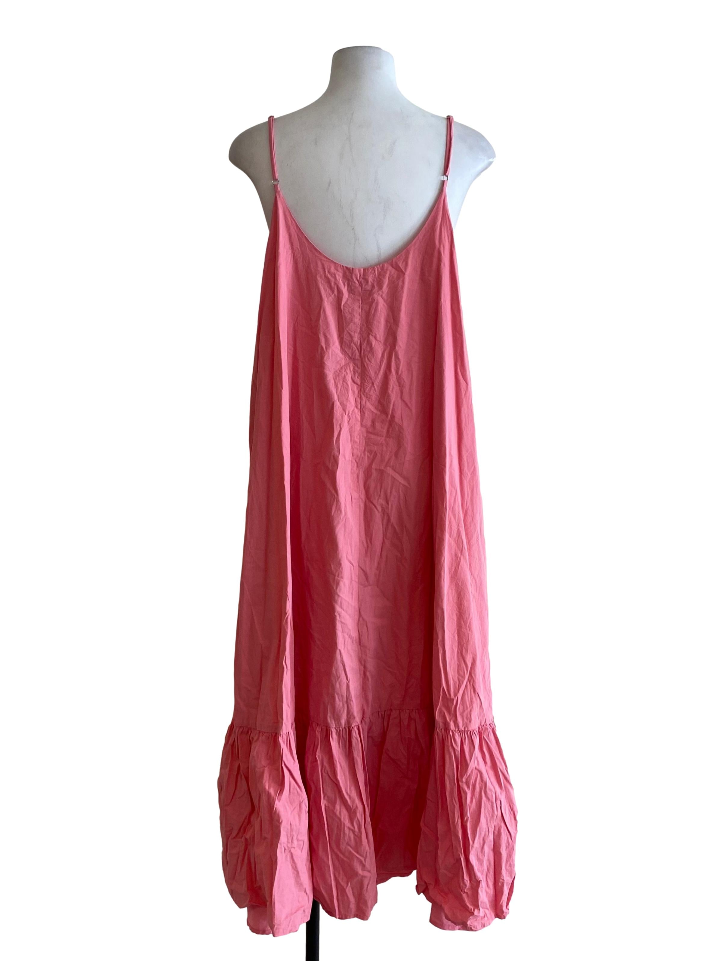 Punch Pink Sleeveless Drop Waist Dress