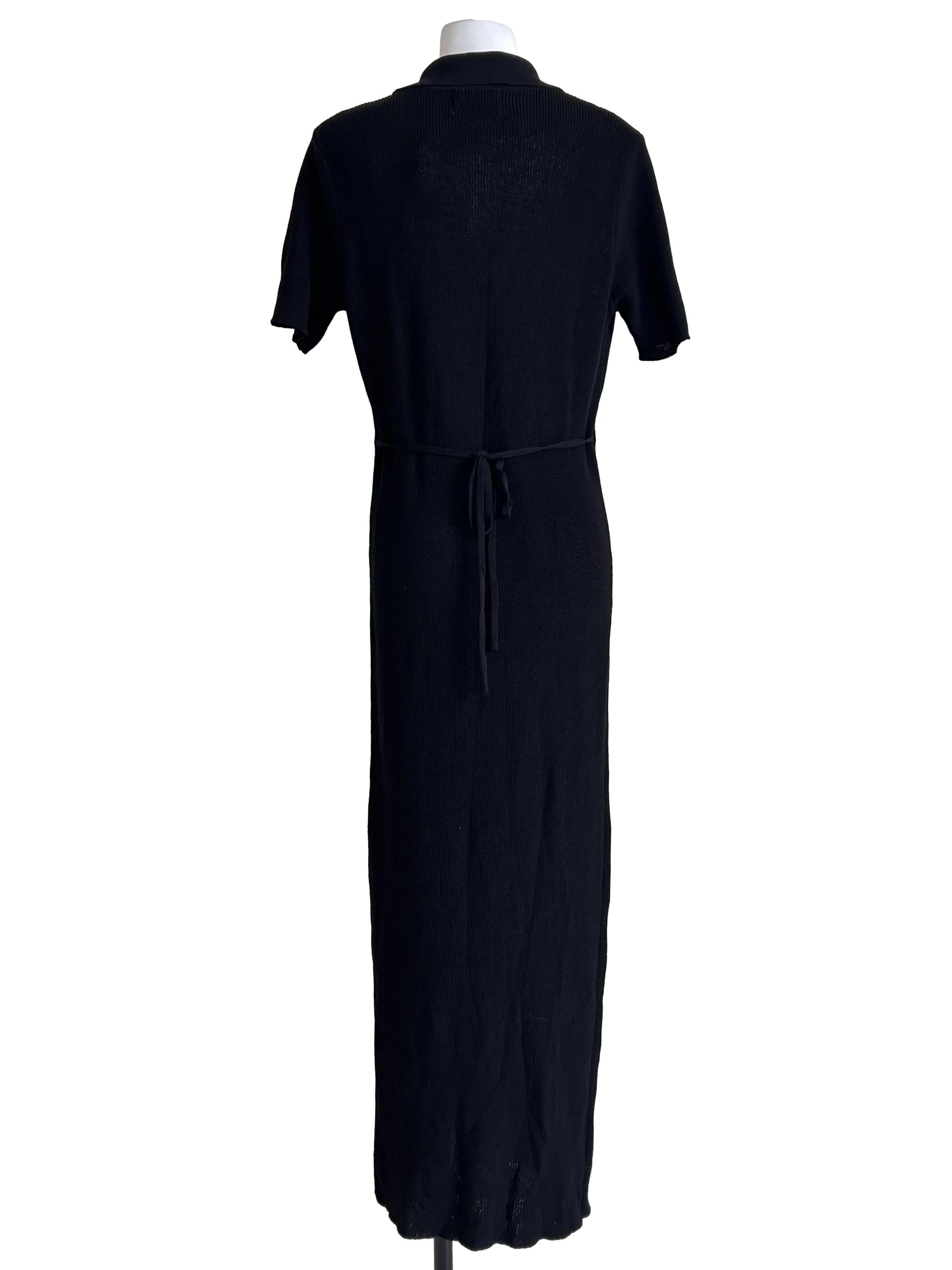 Black Knit Polo Maxi Dress