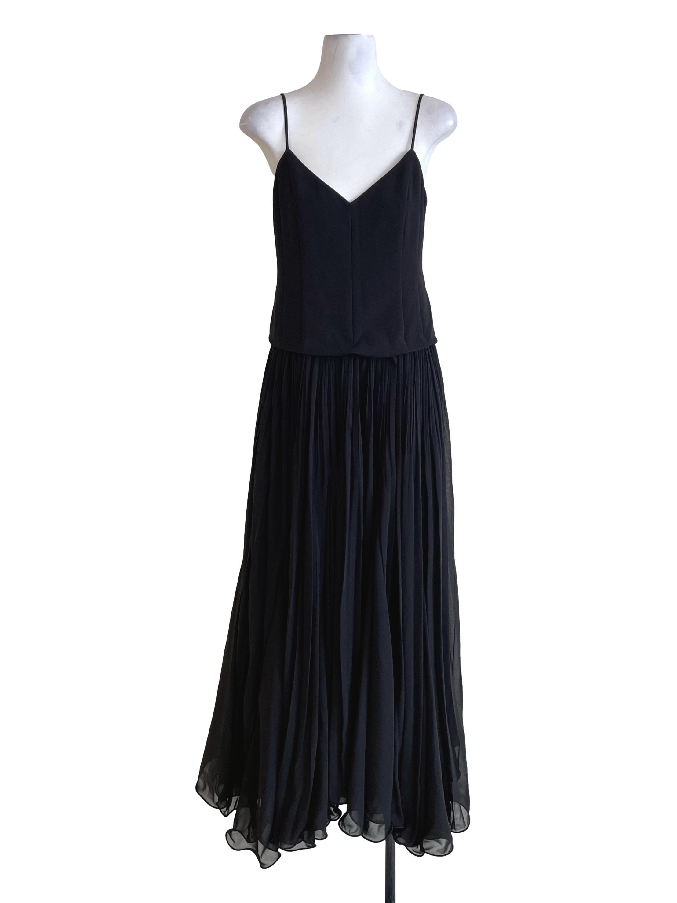 Black Accordion V Neck Dress LB