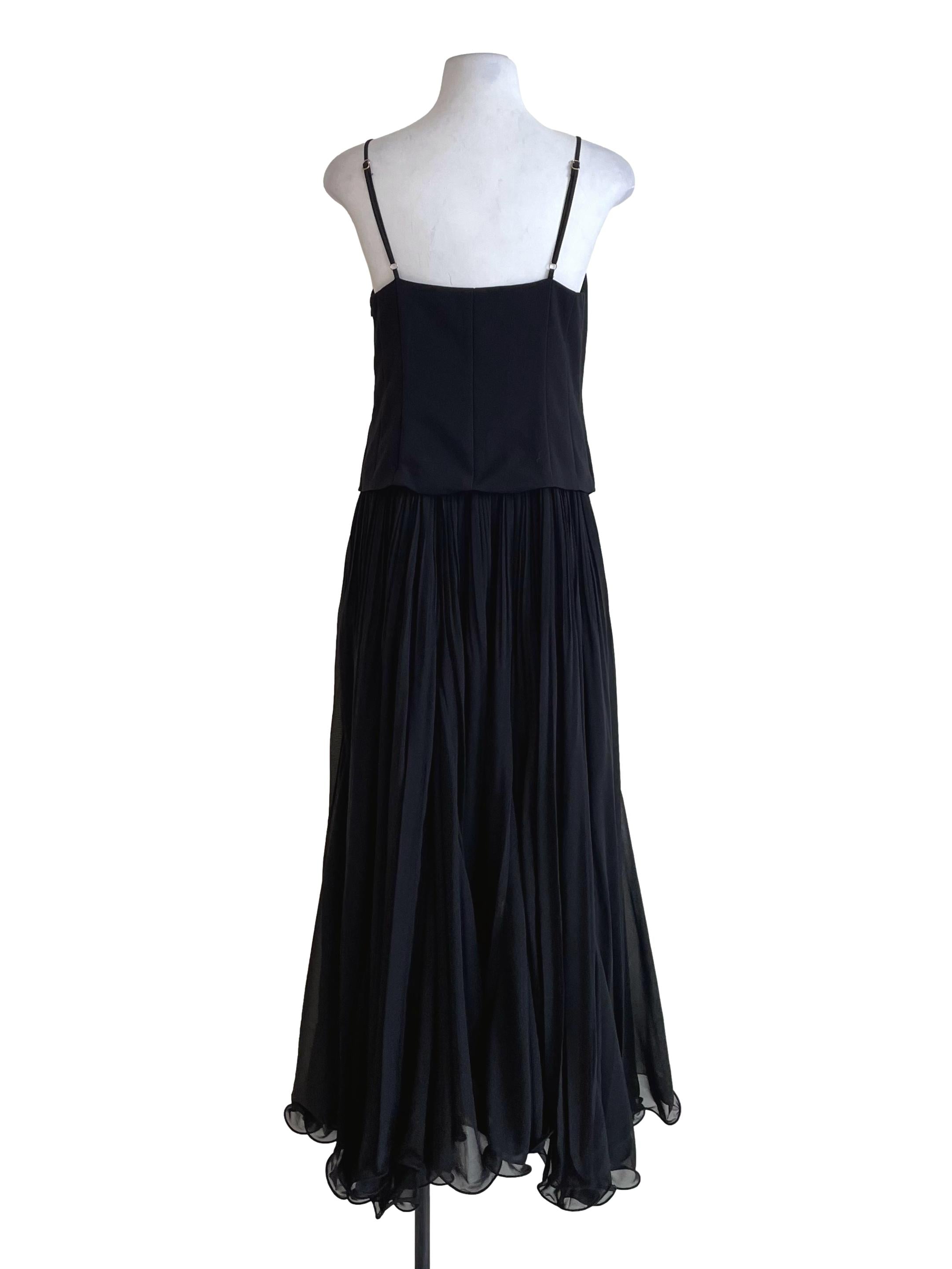 Black Accordion V Neck Dress LB