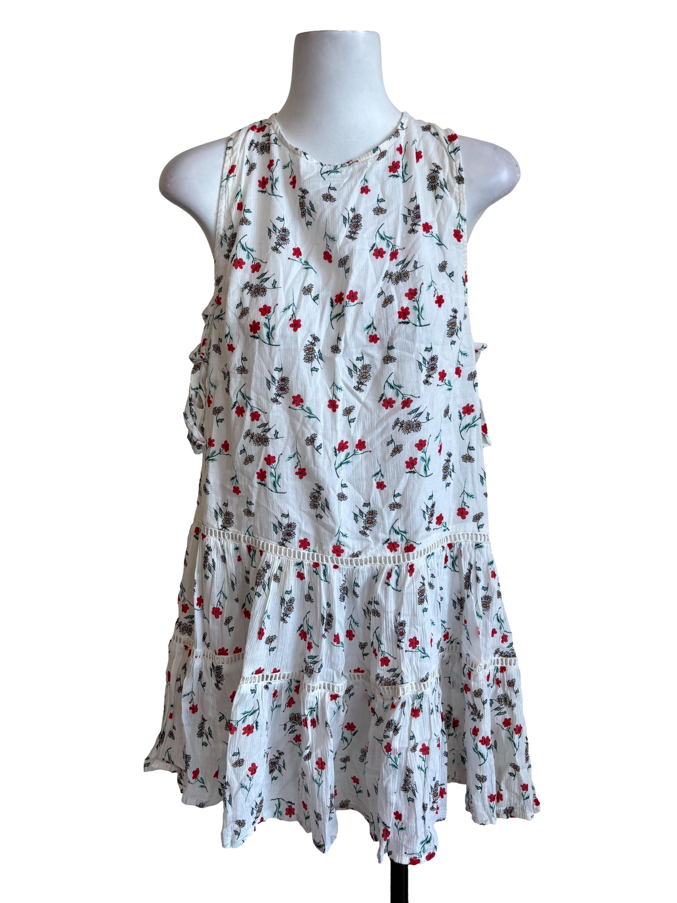 White Floral Halter Dress