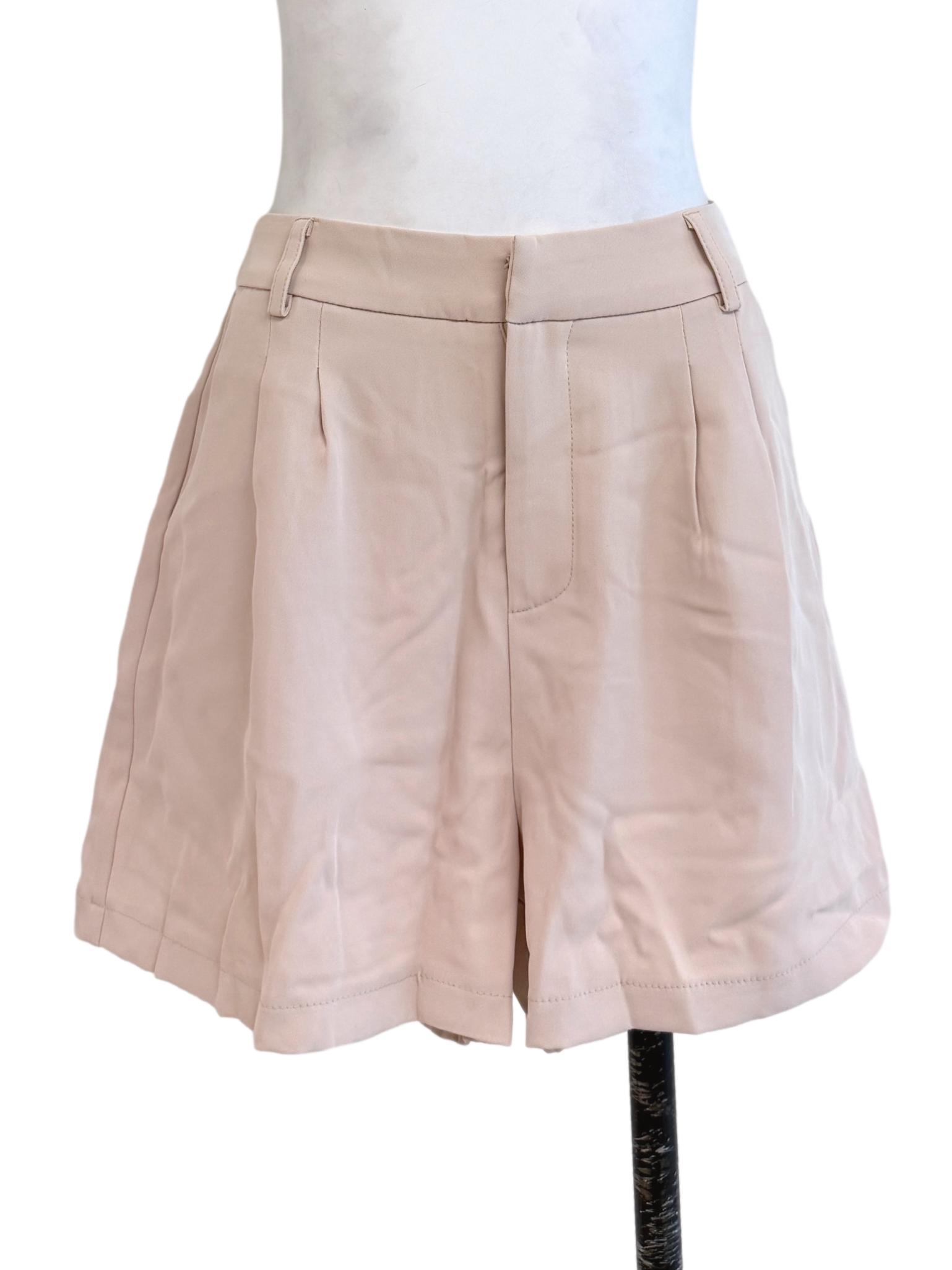 Cream Plain Shorts